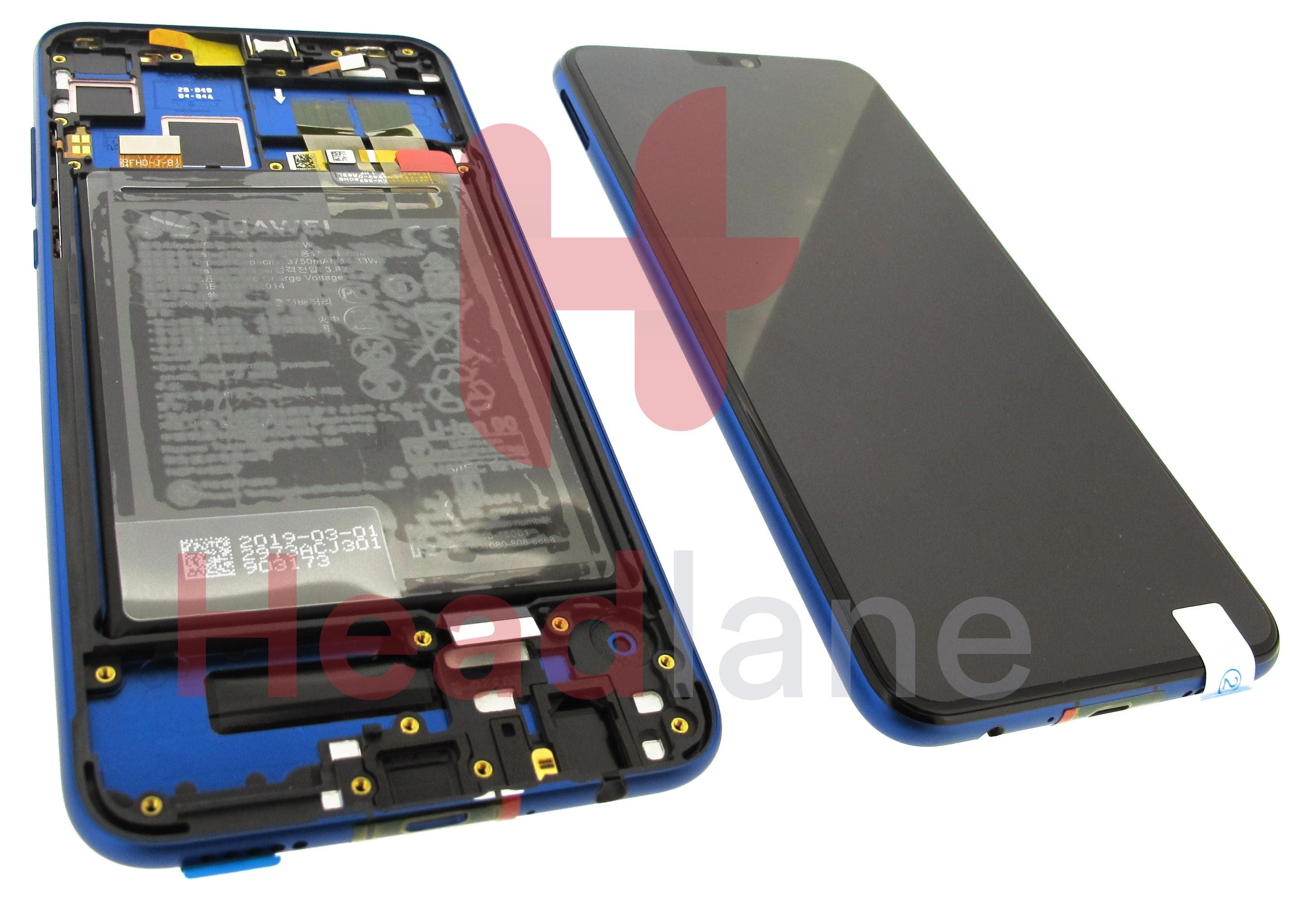 Huawei Honor 8X LCD Display / Screen + Touch + Battery Assembly - Blue - view 2