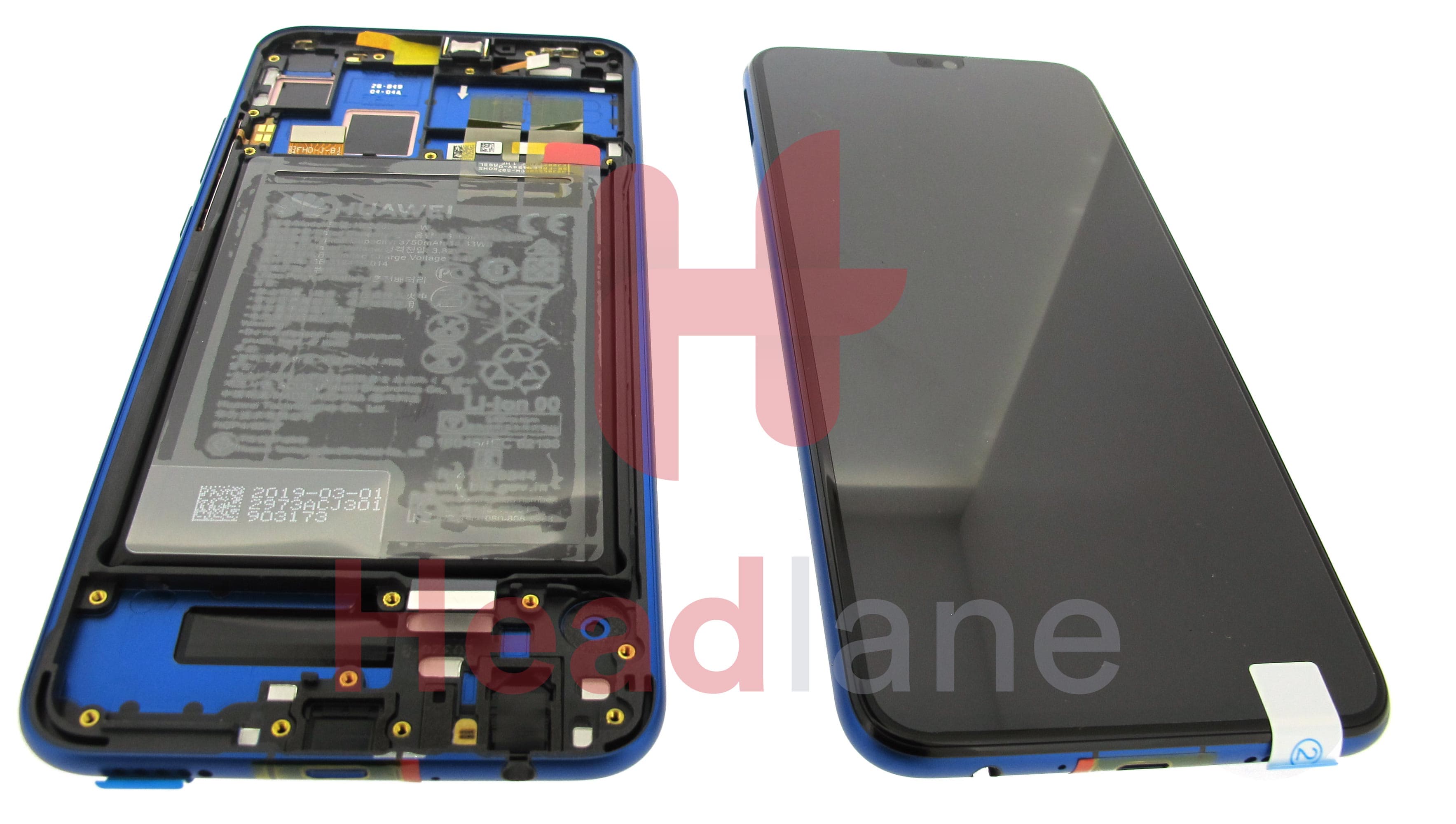 Huawei Honor 8X LCD Display / Screen + Touch + Battery Assembly - Blue - view 3