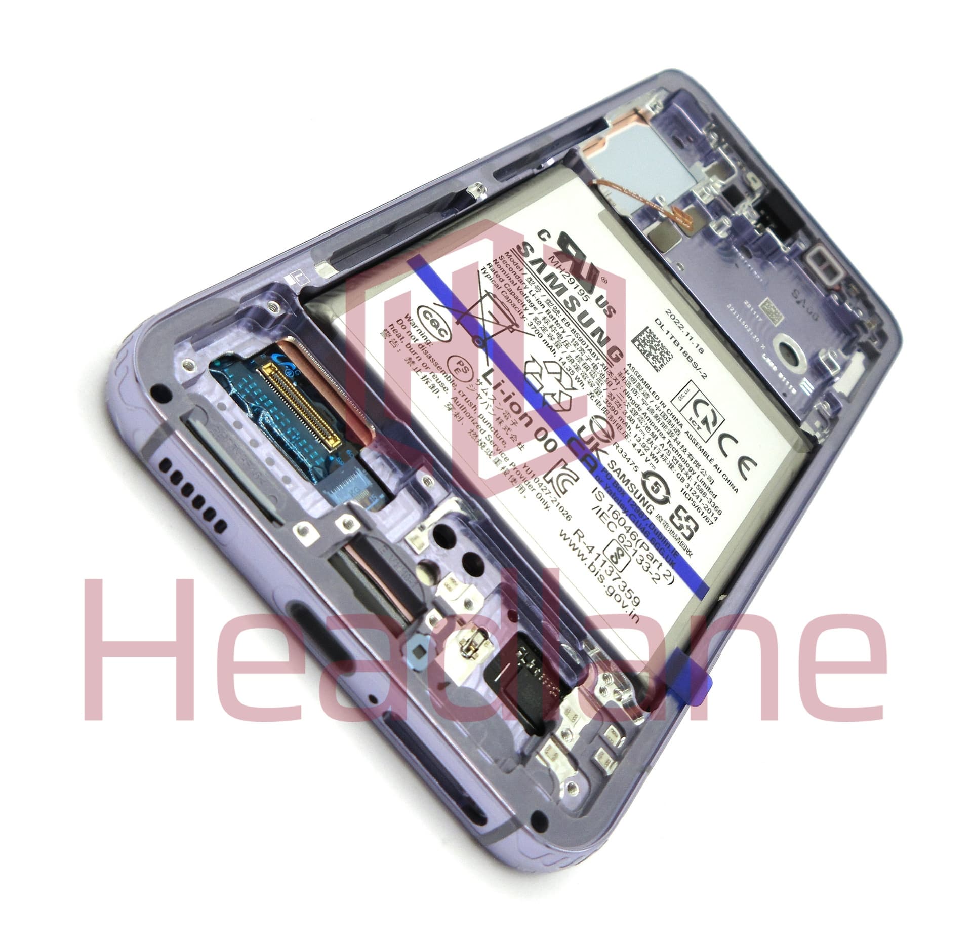 Samsung SM-S901 Galaxy S22 LCD Display / Screen + Touch + Battery - Bora Purple - view 2