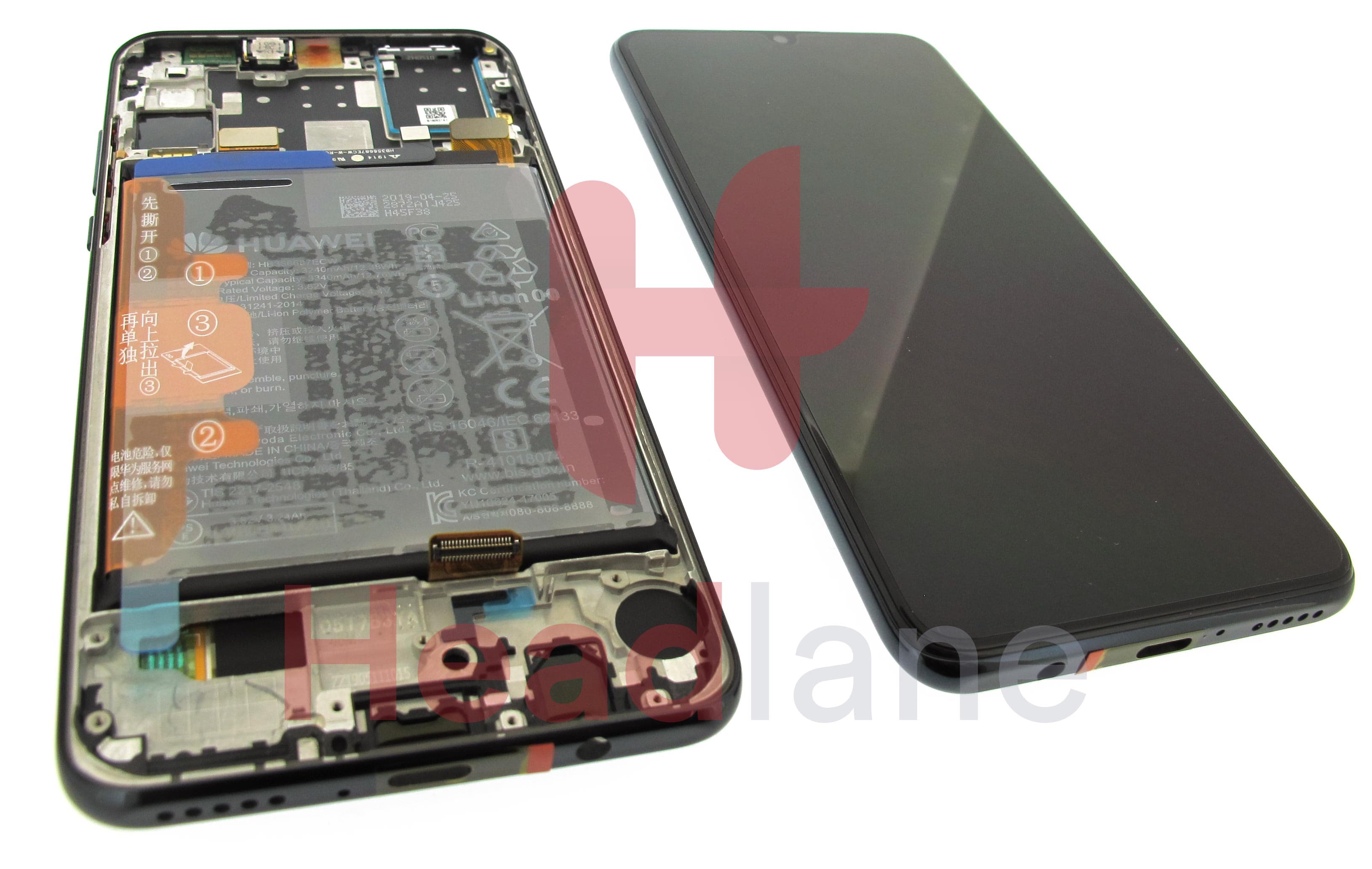Huawei P30 Lite (MAR-LX1A) LCD Display / Screen + Touch + Battery Assembly - Black - view 3