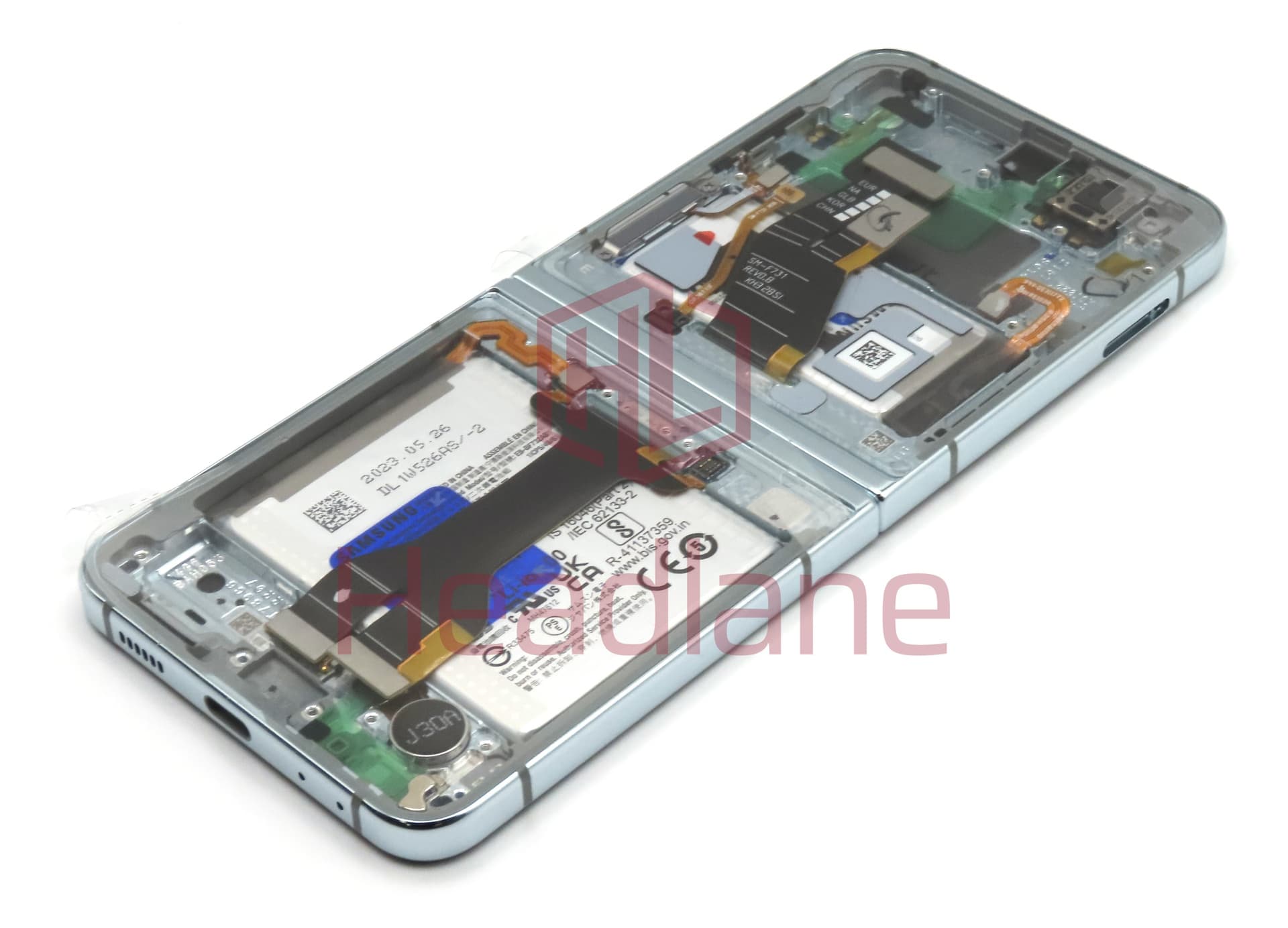 Samsung SM-F731 Galaxy Z Flip5 5G LCD Display / Screen + Touch + Battery - Mint - view 3