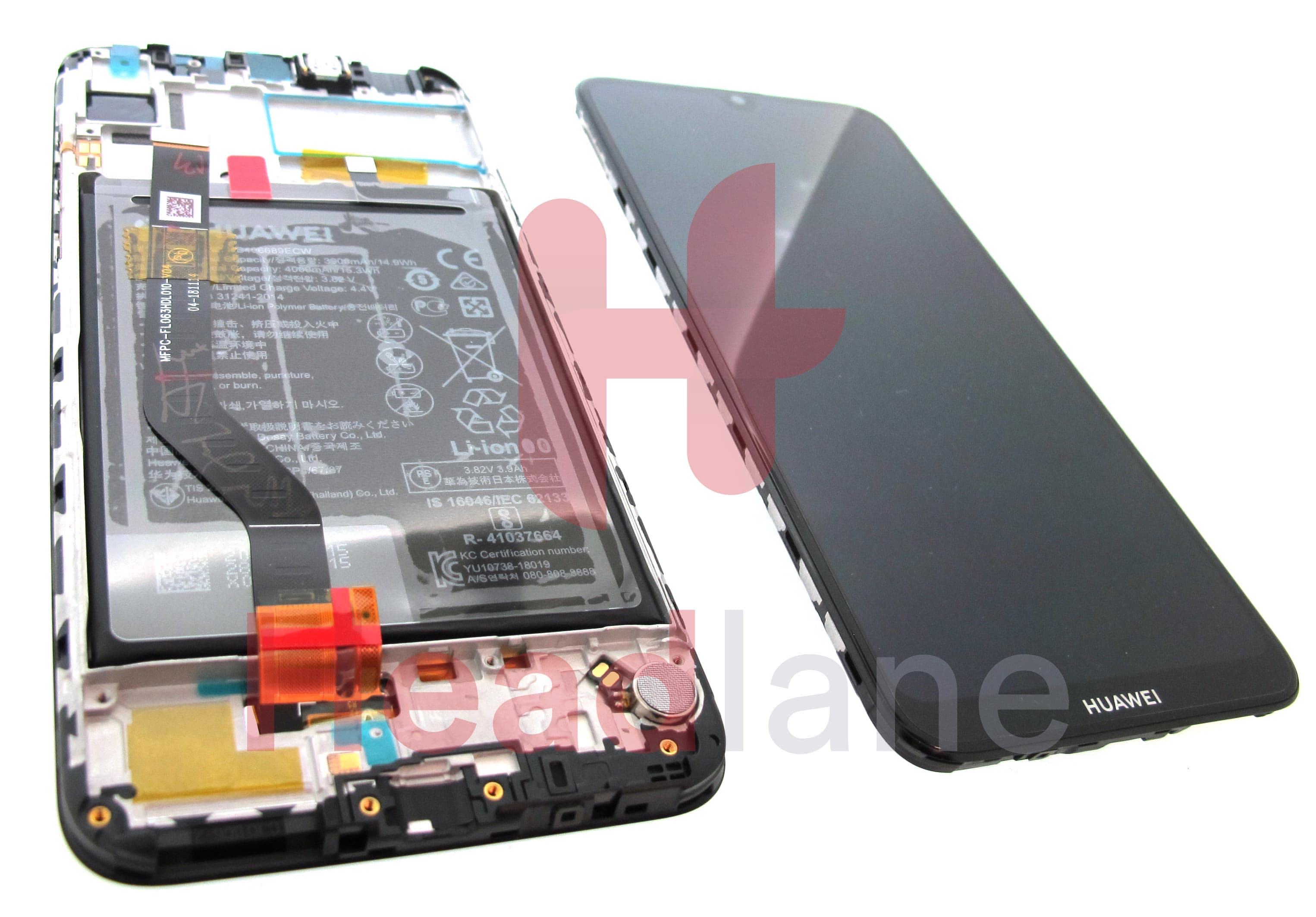 Huawei Y7 (2019) LCD Display / Screen + Touch + Battery Assembly - Black - view 2