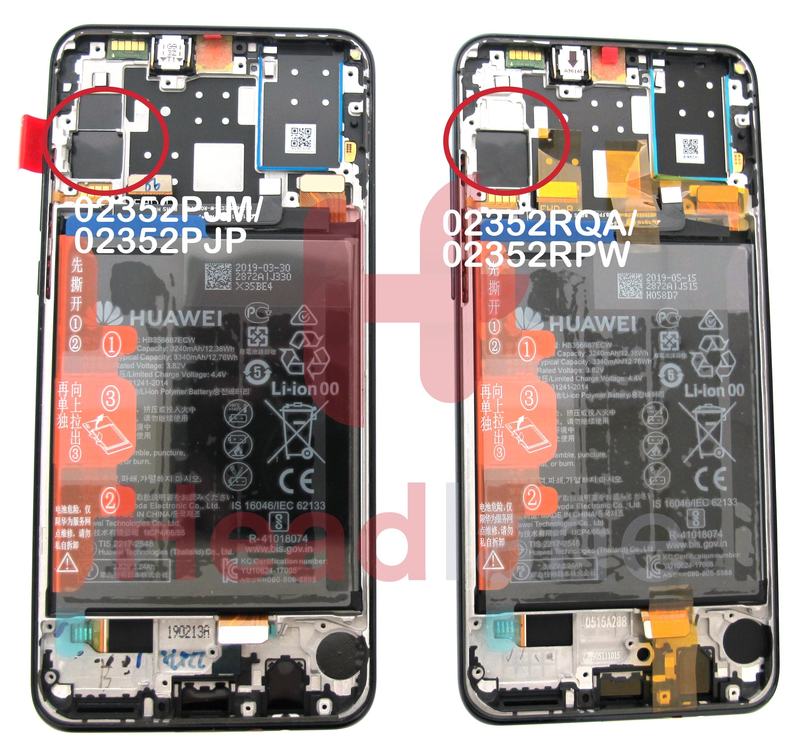 Huawei P30 Lite (MAR-LX1A) LCD Display / Screen + Touch + Battery Assembly - Black - view 4