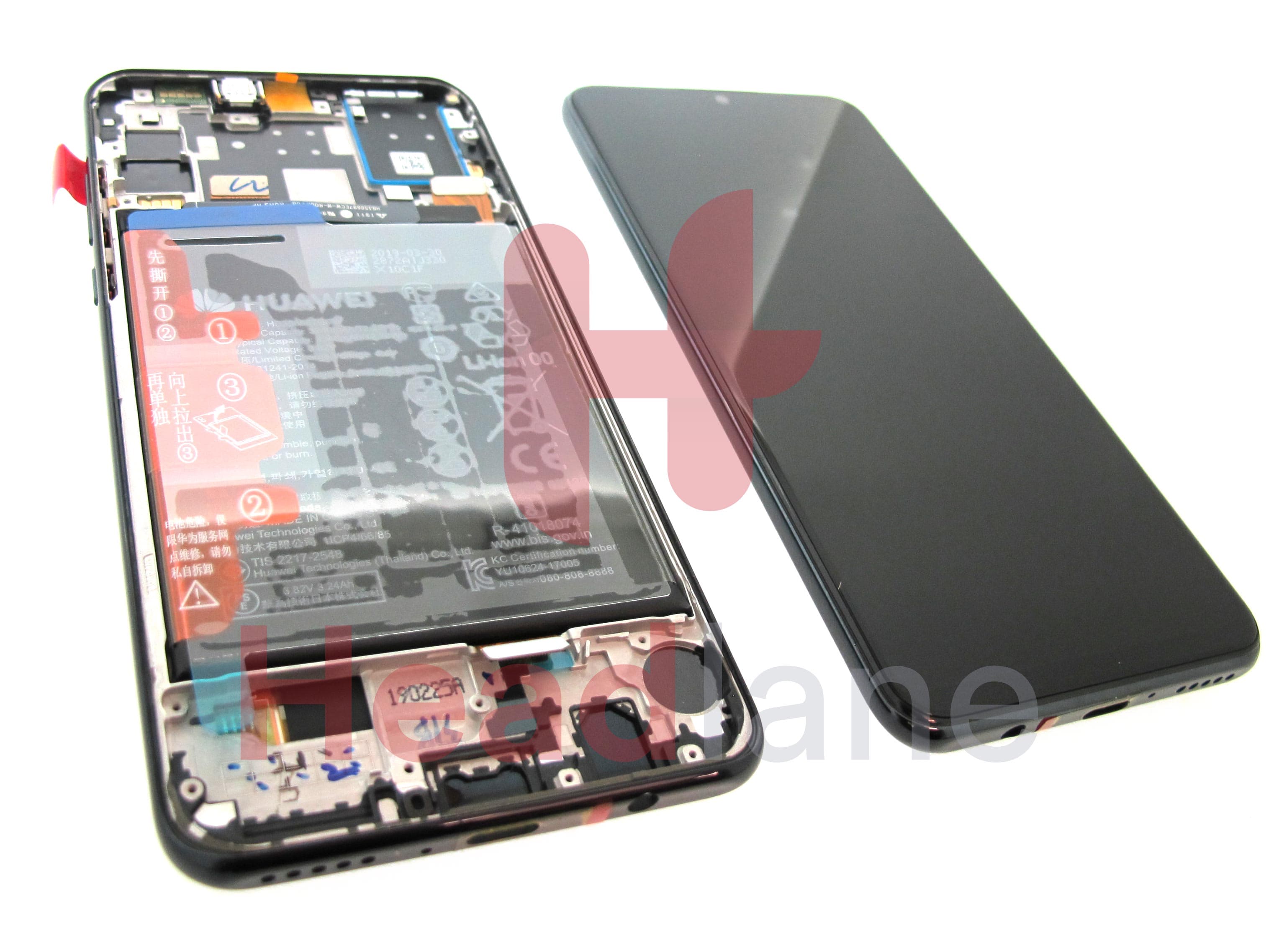 Huawei P30 Lite (NFC / 32MP Front Camera Version) LCD Display / Screen + Touch + Battery Assembly - Black - view 2