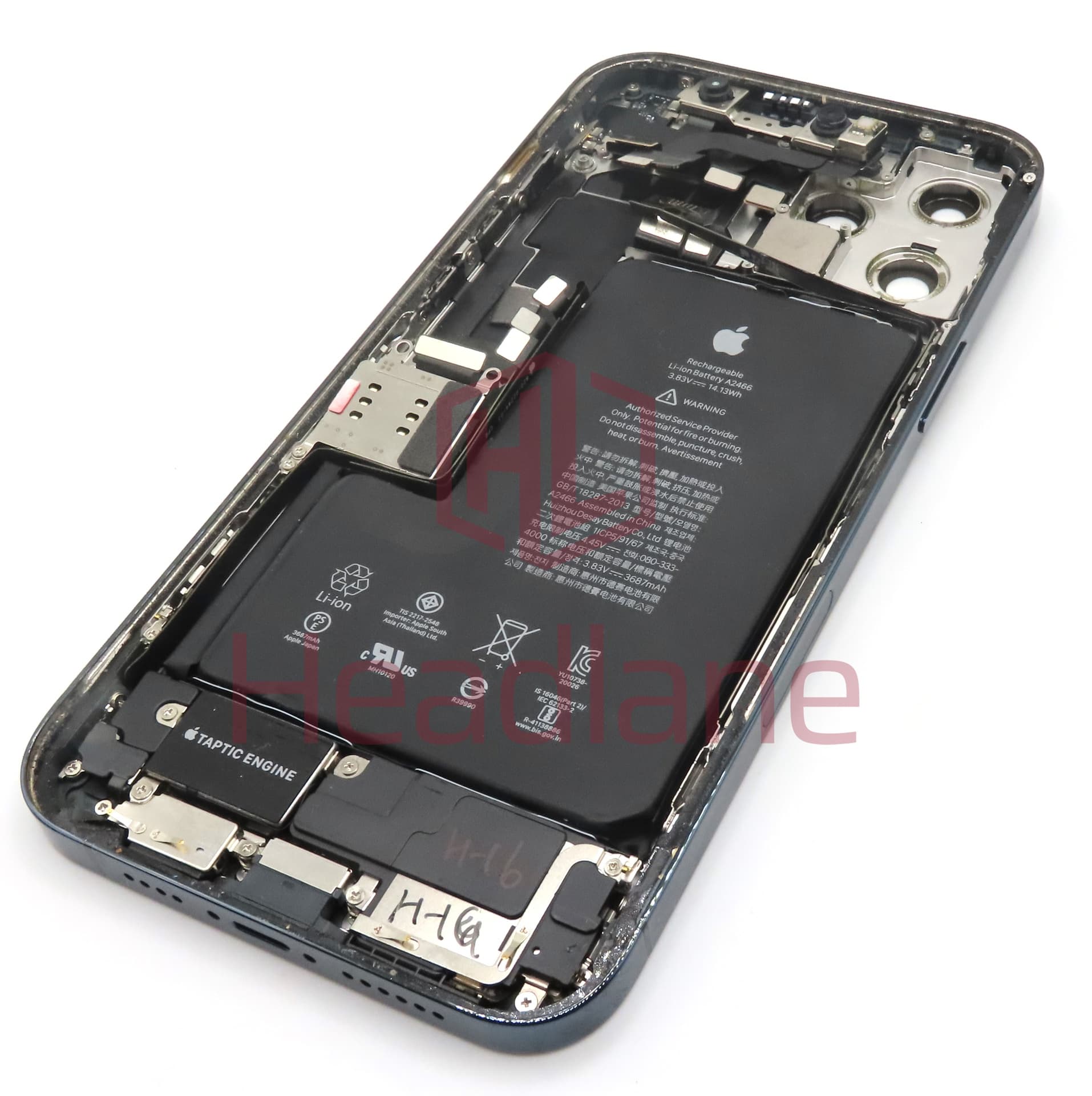 iPhone 12 Pro Max Back / Battery Cover + Small Parts - Blue (Pulled - Grade C) (No Camera) (USA Version) - view 2