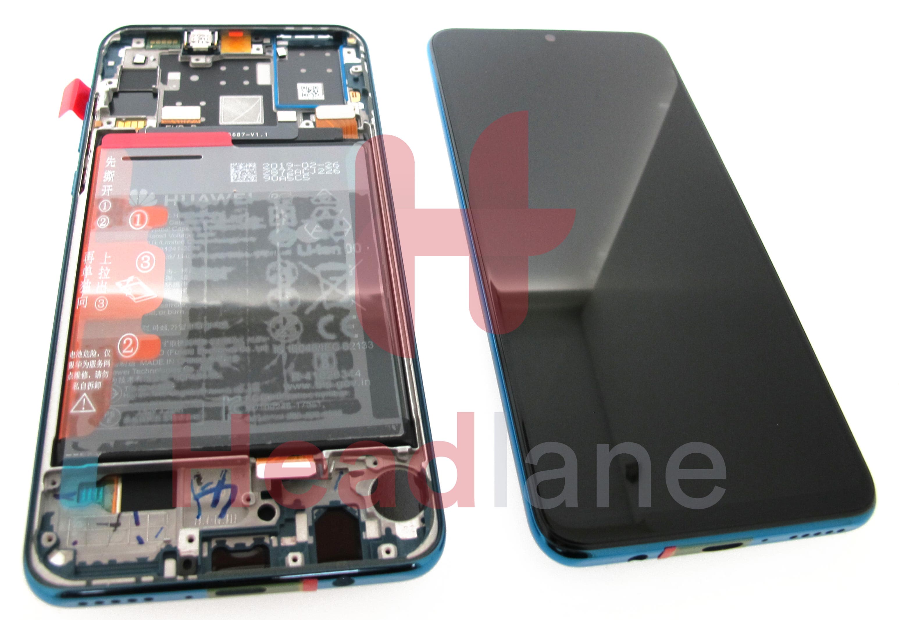 Huawei P30 Lite (NFC / 32MP Front Camera Version) LCD Display / Screen + Touch + Battery Assembly - Blue - view 2