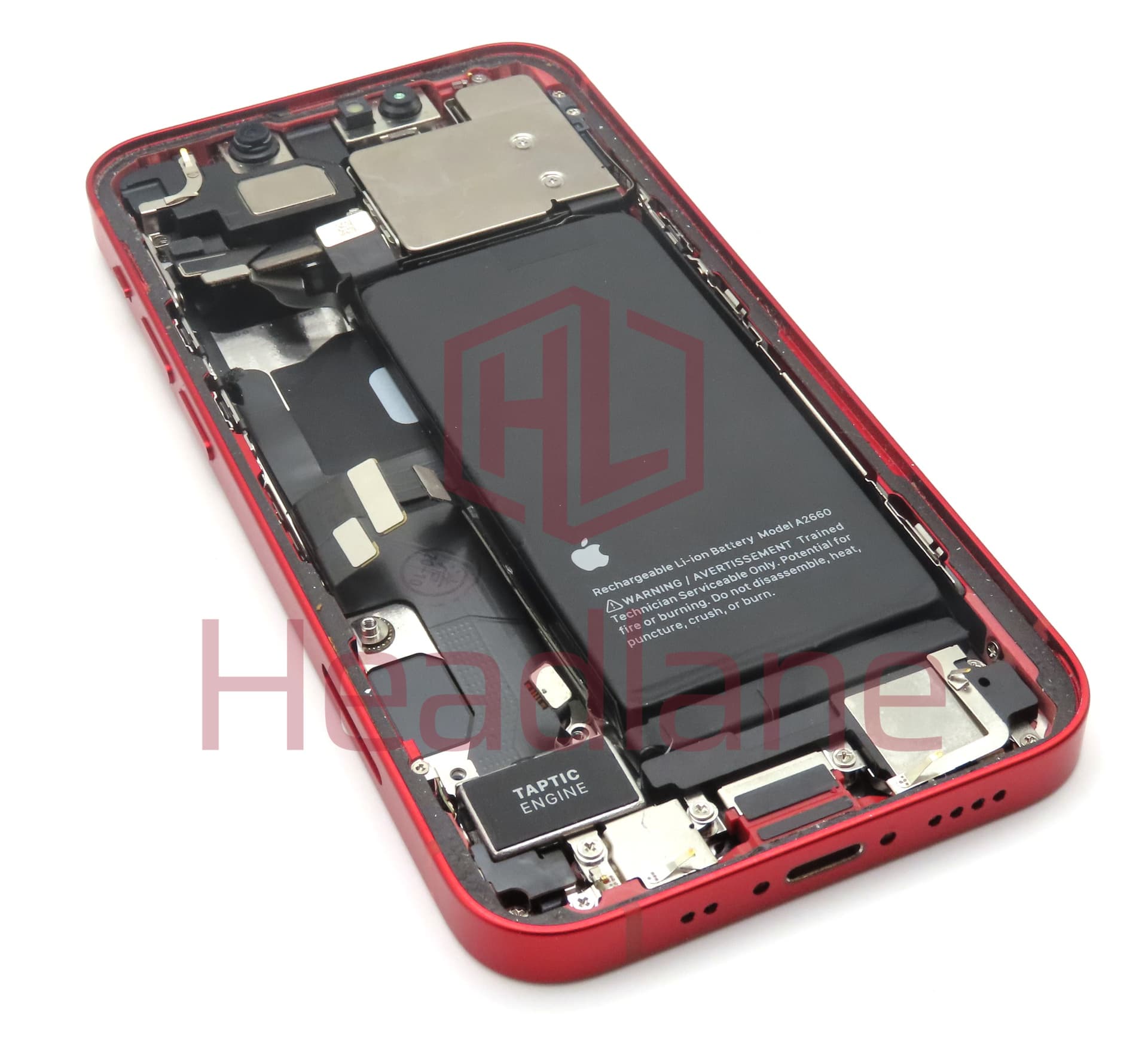 Apple iPhone 13 Mini Back / Battery Cover + Small Parts - Red (Pulled - Grade A) - view 2