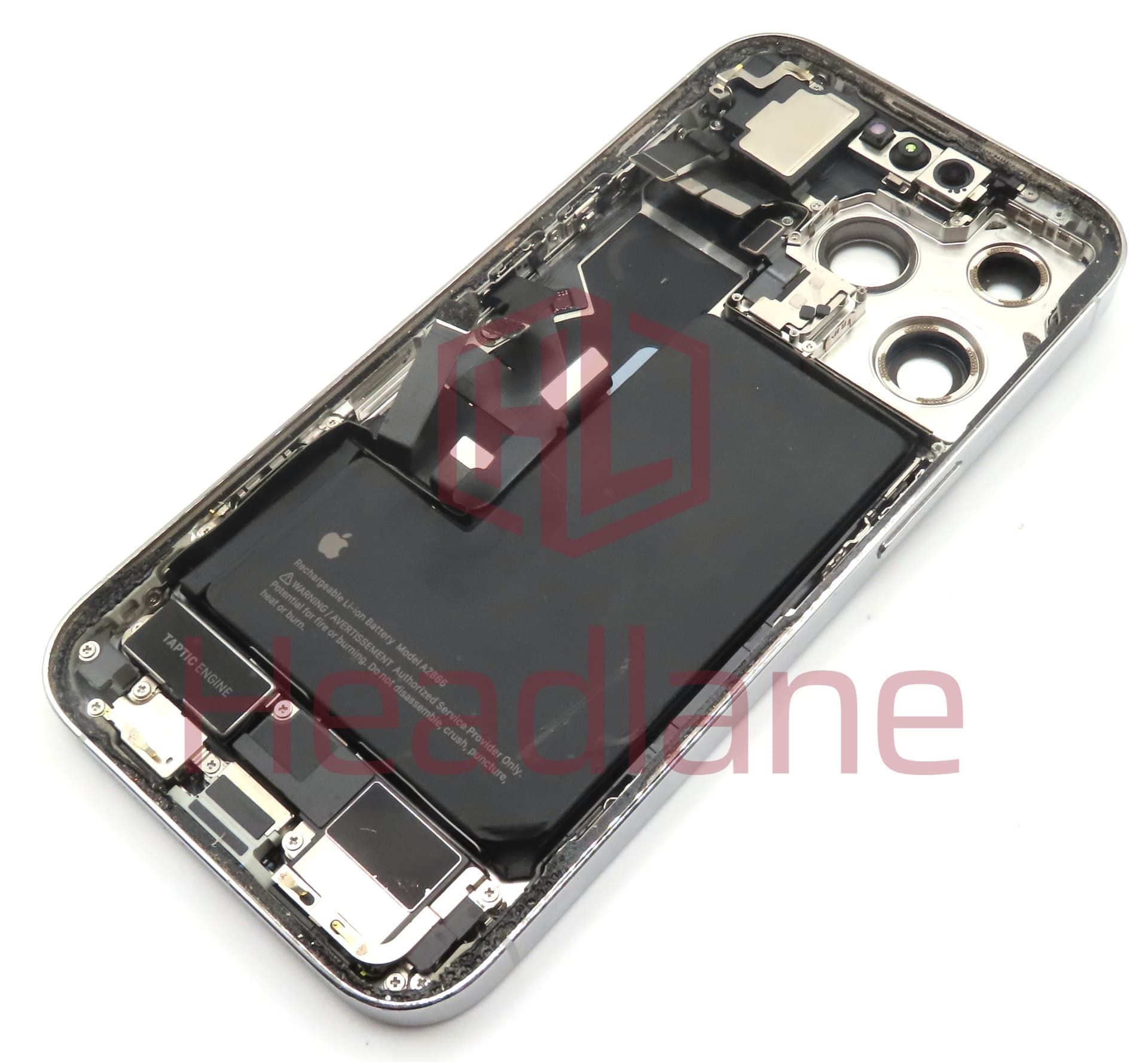 iPhone 14 Pro Back / Battery Cover + Small Parts - Silver (Pulled - Grade C) (No Camera) - view 2