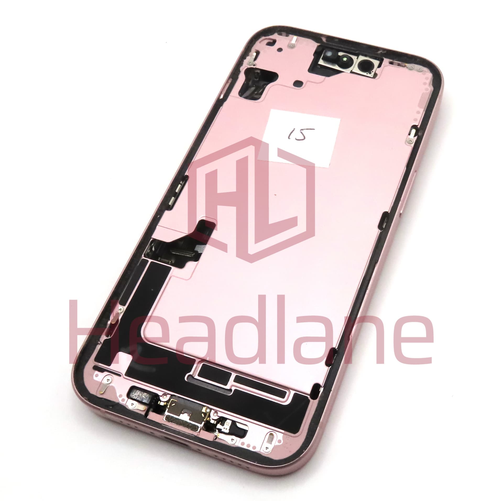 iPhone 15 Back / Battery Cover + Small Parts - Pink (Pulled - Grade B) - view 2