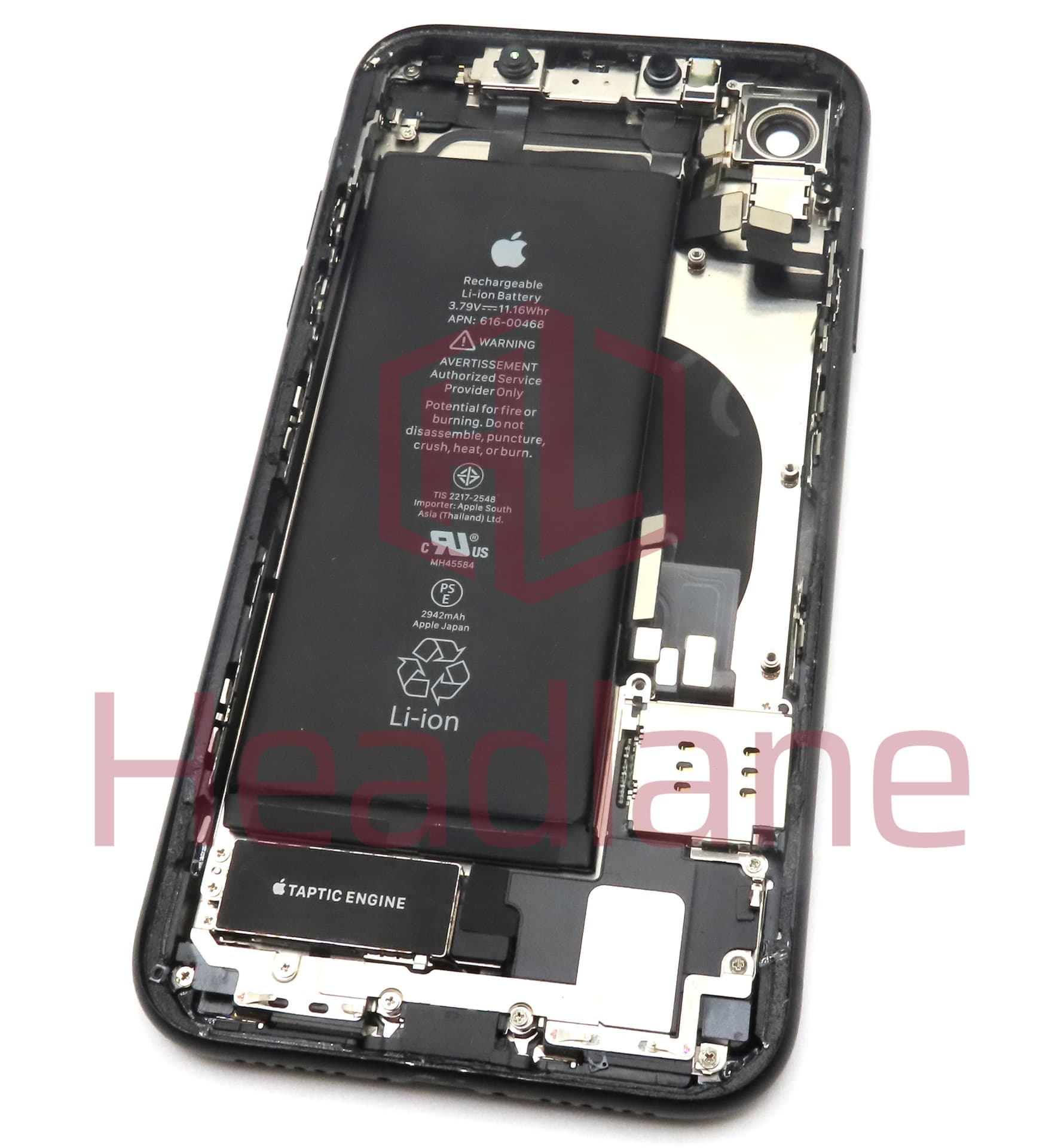 Apple iPhone XR Back / Battery Cover + Small Parts - Black (Pulled - Grade C) (No Camera) - view 2