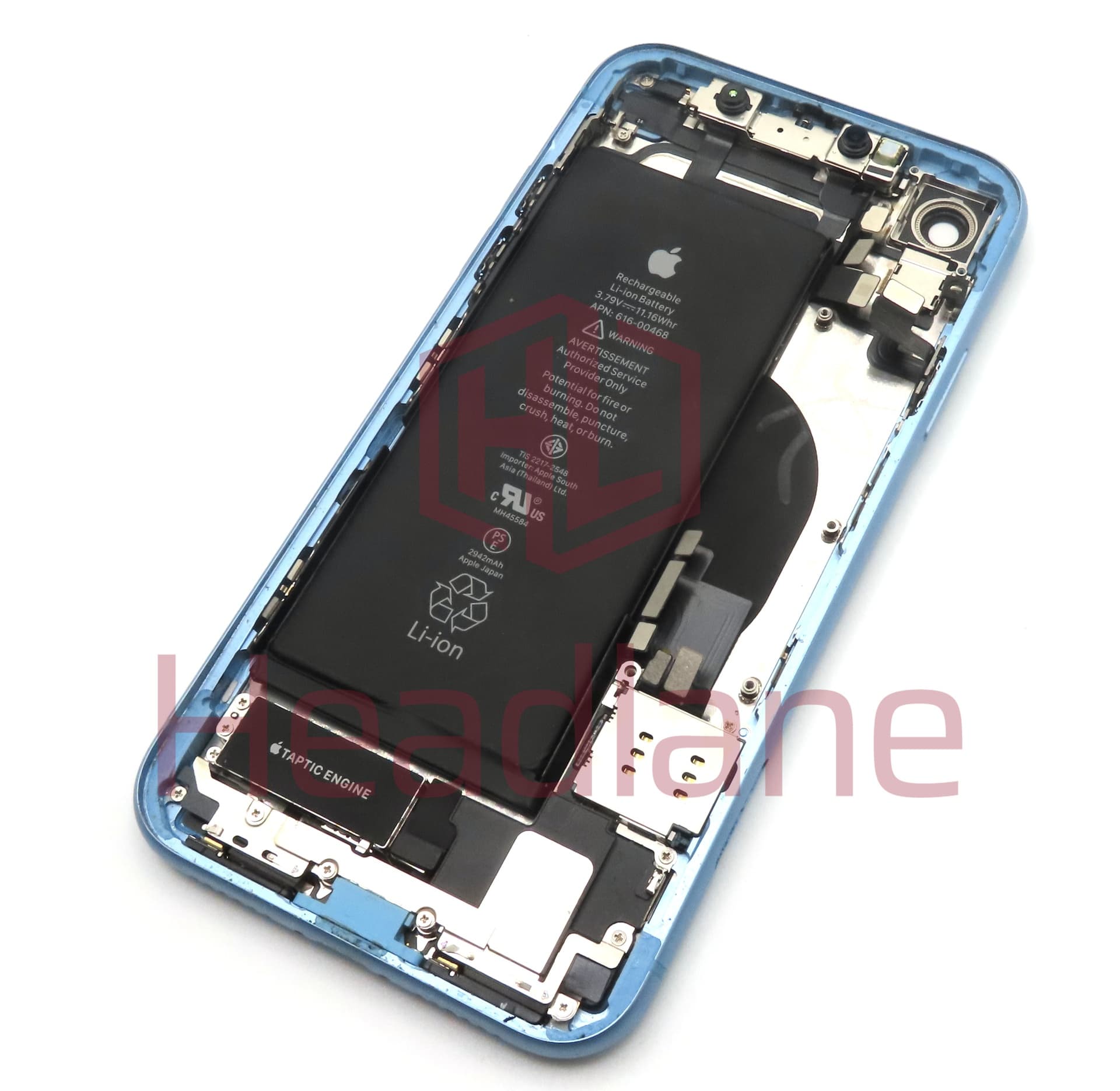 Apple iPhone XR Back / Battery Cover + Small Parts - Blue (Pulled - Grade B) (No Camera) - view 2