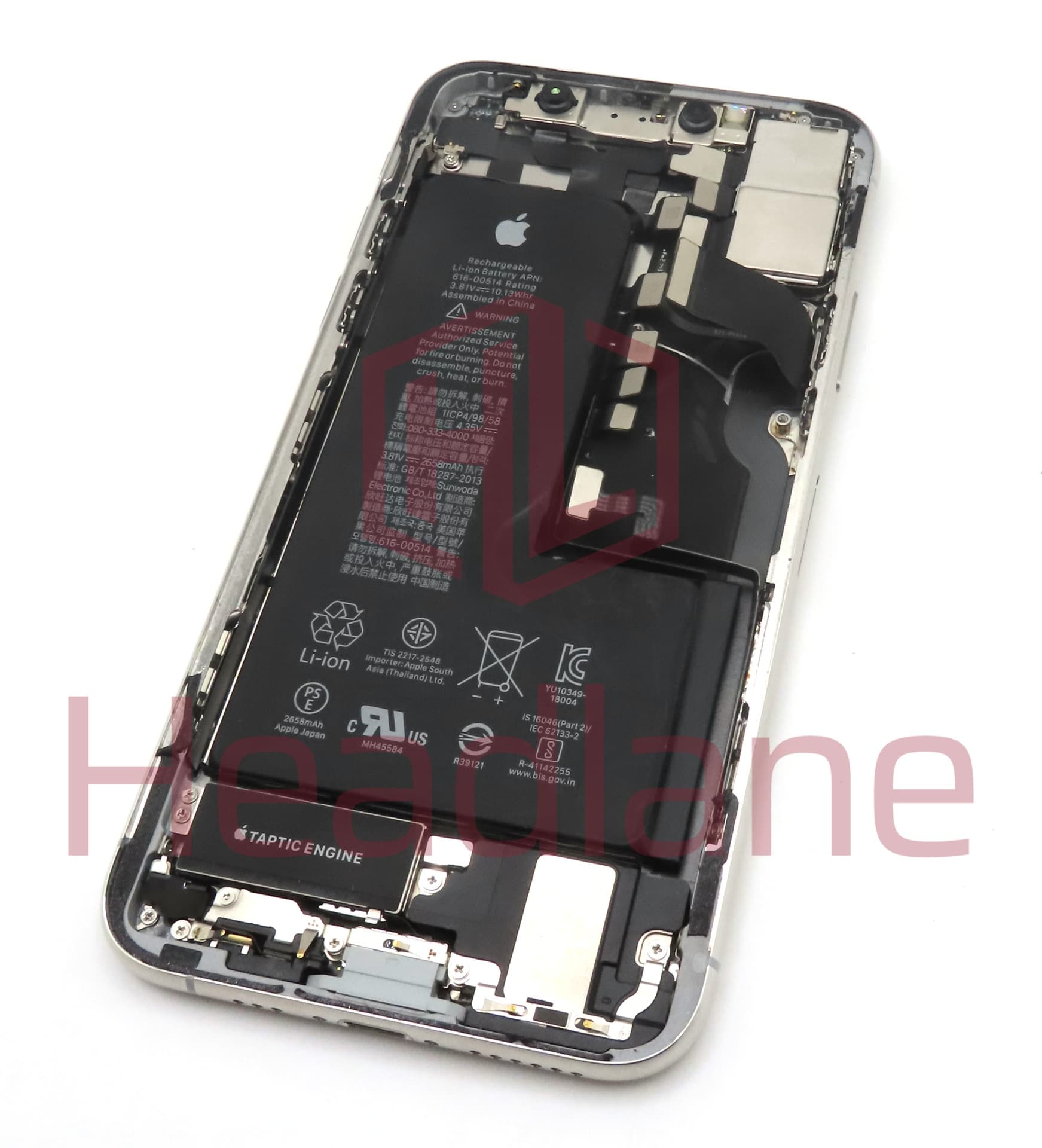 Apple iPhone XS Back / Battery Cover + Small Parts - Silver (Pulled - Grade B) - view 2