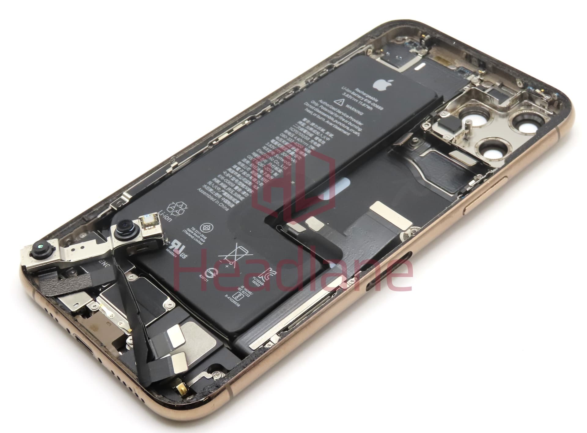 Apple iPhone 11 Pro Back / Battery Cover + Small Parts - Gold (Pulled - Grade B) (No Camera) - view 2