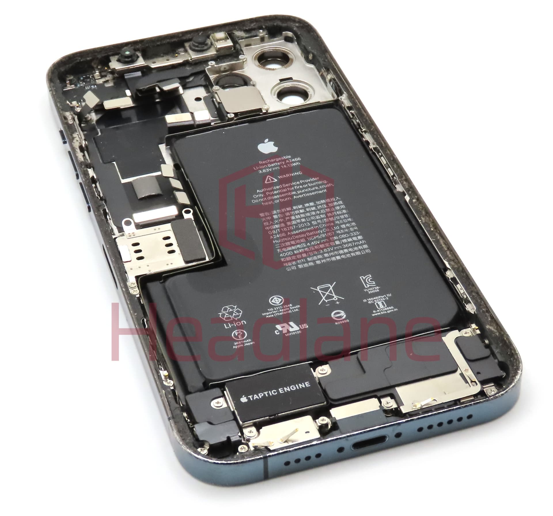 iPhone 12 Pro Max Back / Battery Cover + Small Parts - Blue (Pulled - Grade C) (No Camera) - view 2