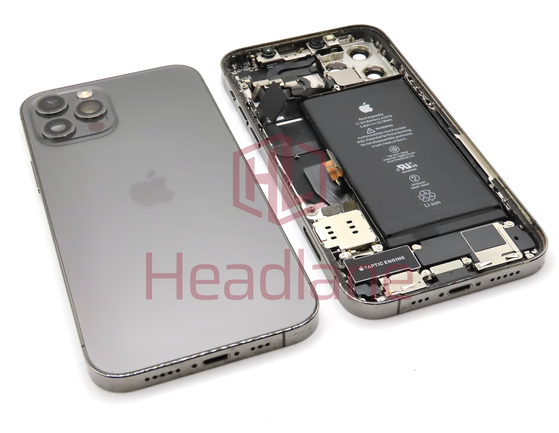 Apple iPhone 12 Pro Back / Battery Cover + Small Parts - Graphite (Grade B) (No Camera) - view 2