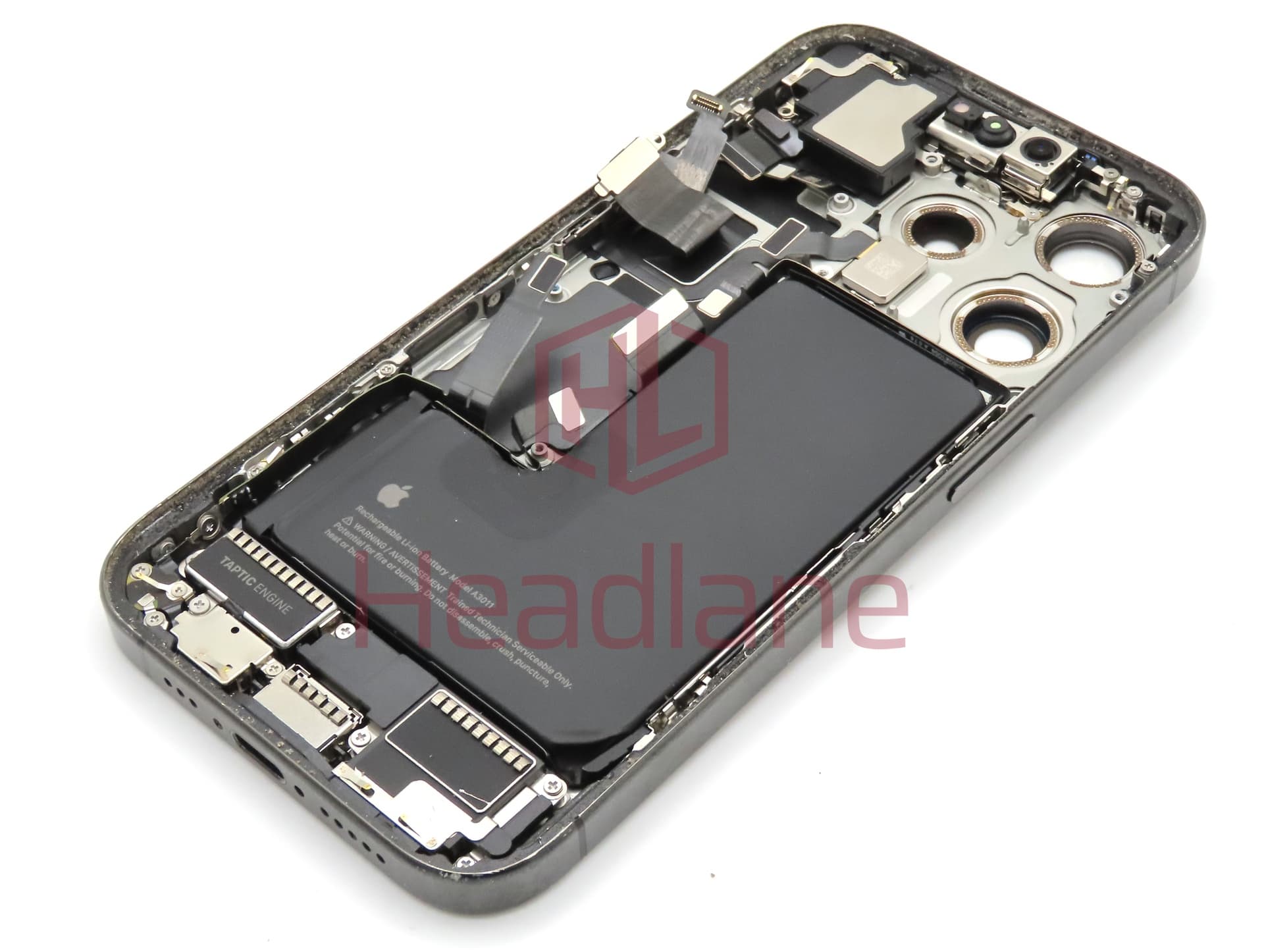 iPhone 15 Pro Back / Battery Cover + Small Parts - Natural Titanium (Pulled - Grade C) (No Camera) - view 2
