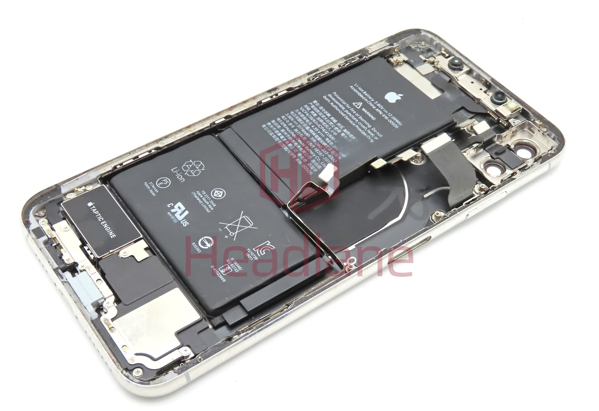 Apple iPhone XS Max Back / Battery Cover + Small Parts - Silver (Pulled - Grace C) (No Camera) - view 2