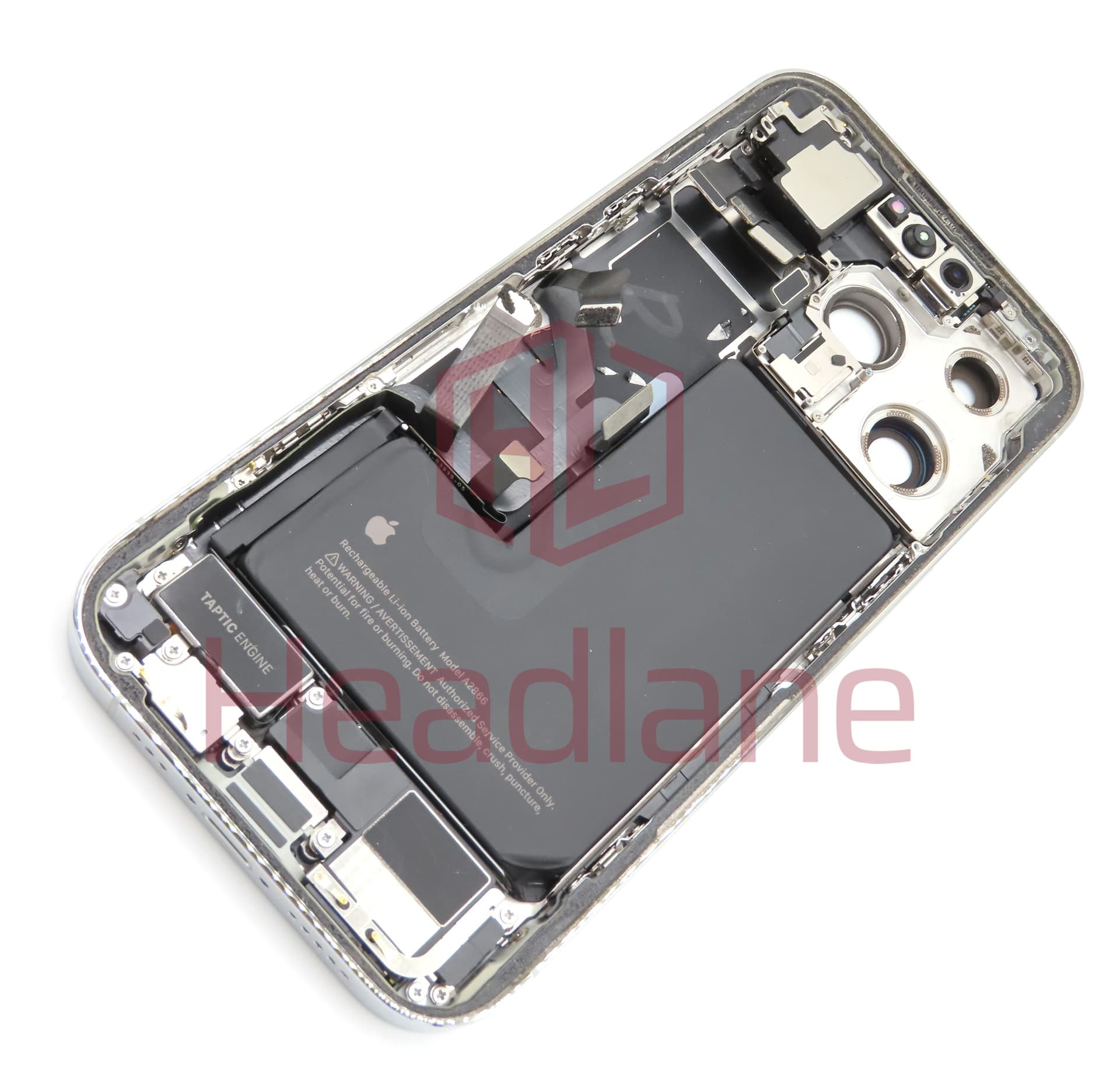iPhone 14 Pro Back / Battery Cover + Small Parts - Silver (Pulled - Grade B) (No Camera) - view 2