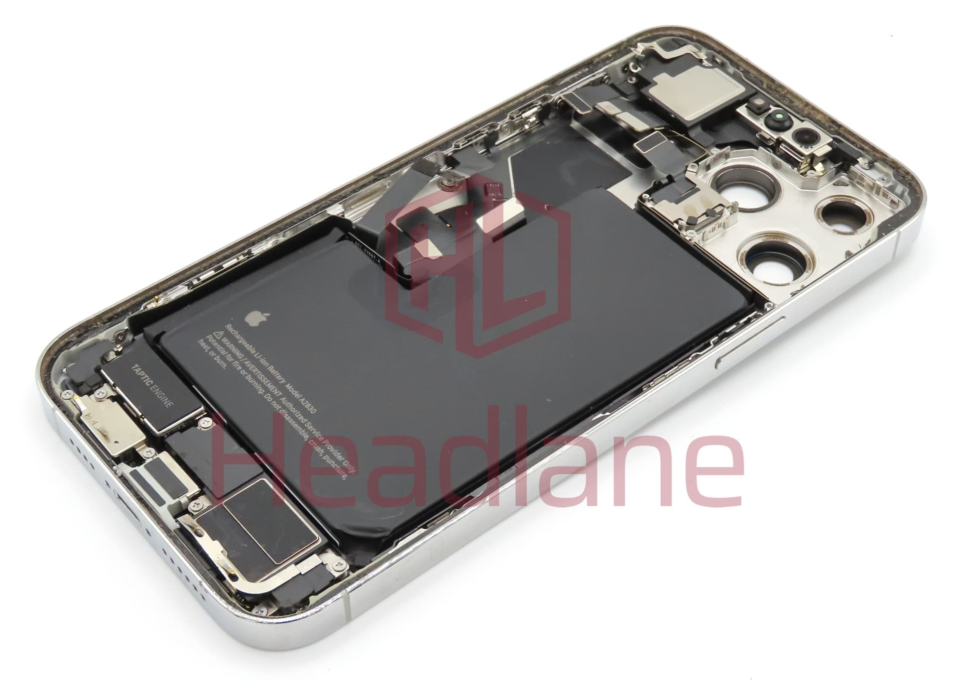 iPhone 14 Pro Max Back / Battery Cover + Small Parts - Silver (Pulled - Grade C) (No Camera) - view 2