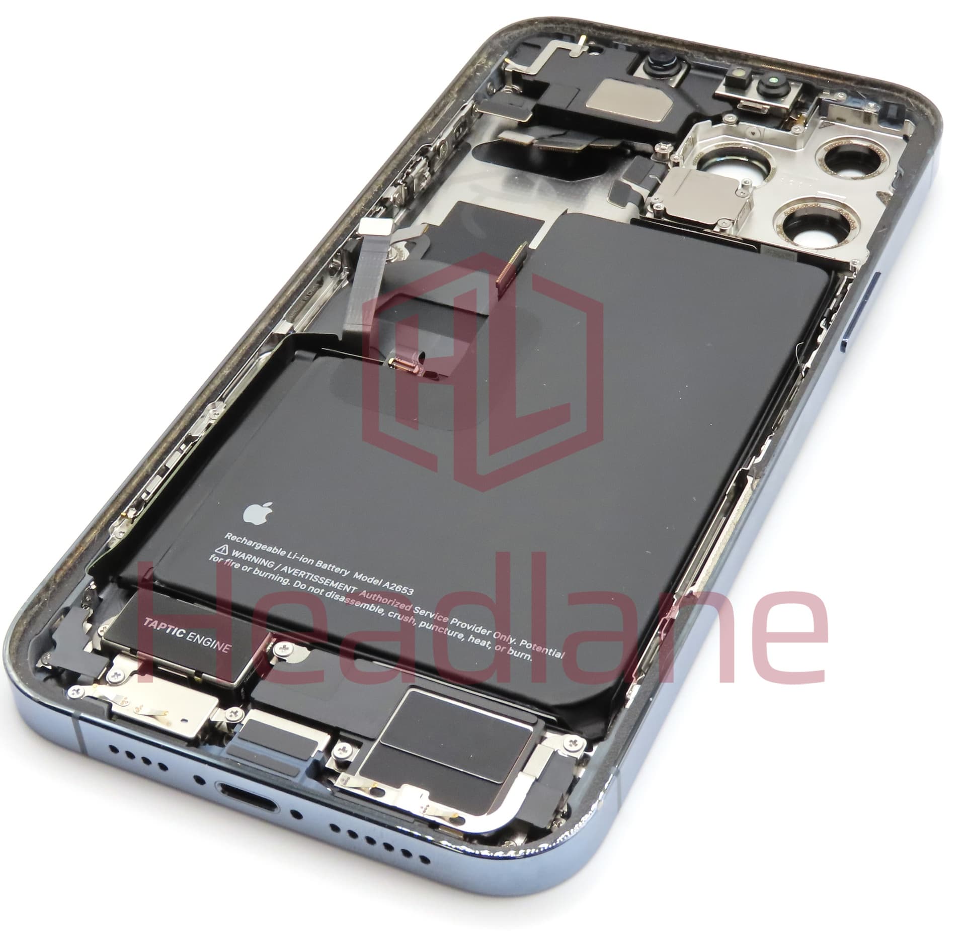 iPhone 13 Pro Max Back / Battery Cover + Small Parts - Blue (Pulled - Grade A) (No Camera) - view 2