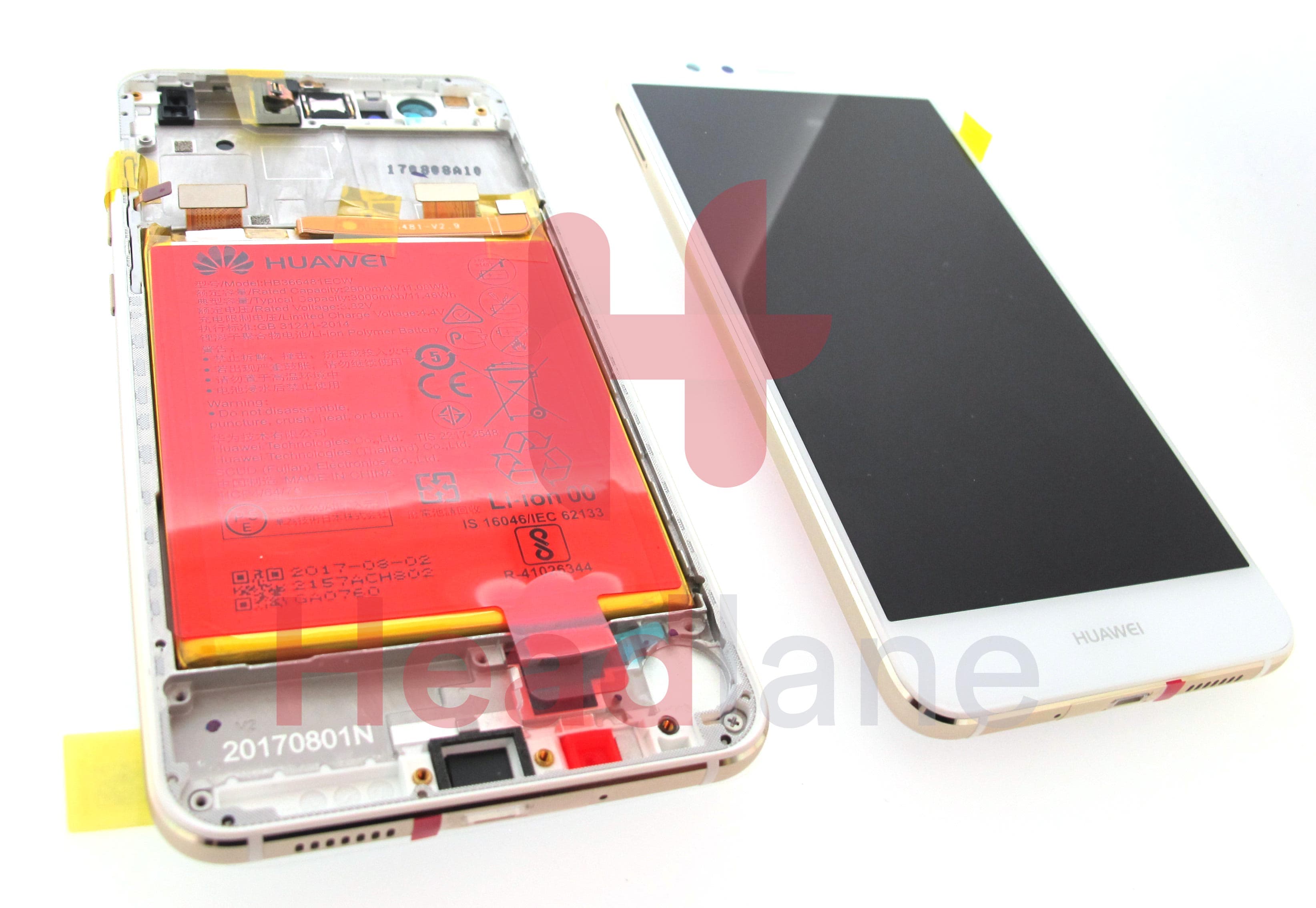 Huawei P10 Lite LCD Display / Screen + Touch + Battery Assembly - Pearl White - view 2