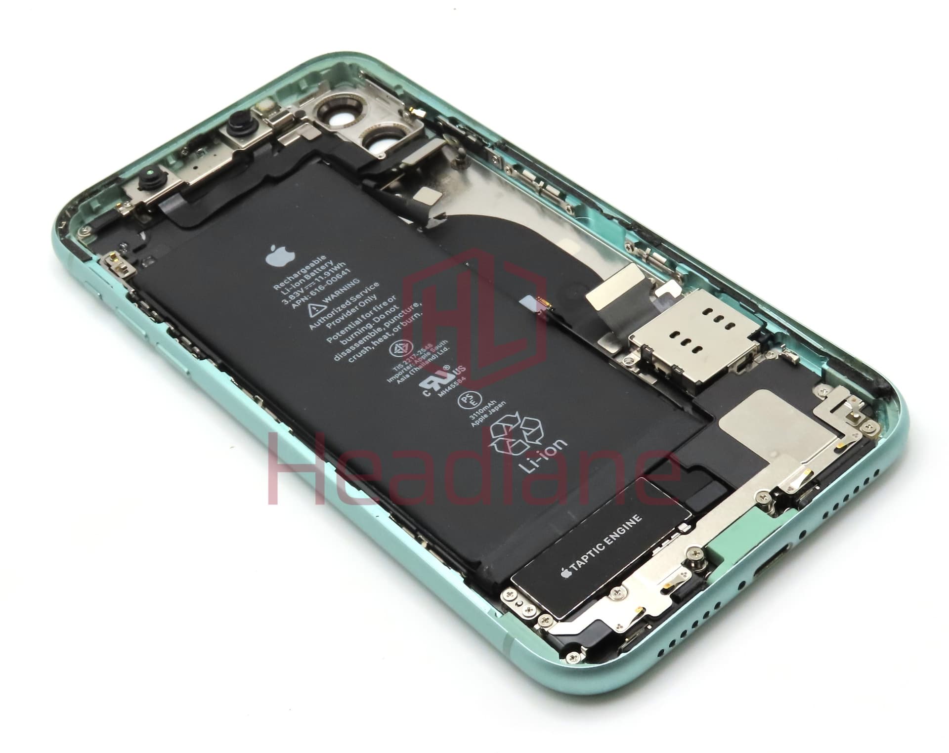 Apple iPhone 11 Back / Battery Cover + Small Parts - Green (Pulled - Grade A) (No Camera) - view 2