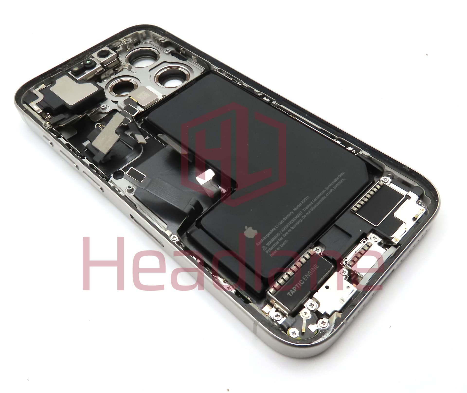 iPhone 15 Pro Back / Battery Cover + Small Parts - White Titanium (Pulled - Grade B) (No Camera) - view 2