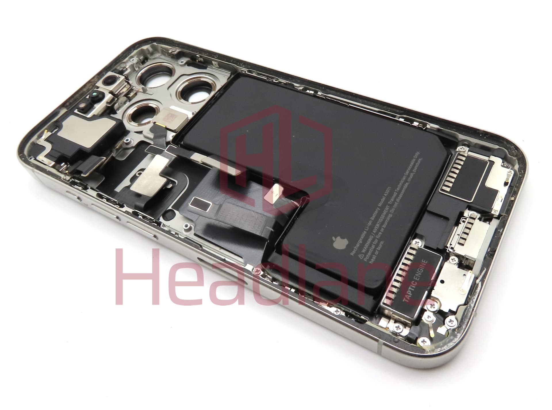 iPhone 15 Pro Back / Battery Cover + Small Parts - White Titanium (Pulled - Grade C) (No Camera) - view 2