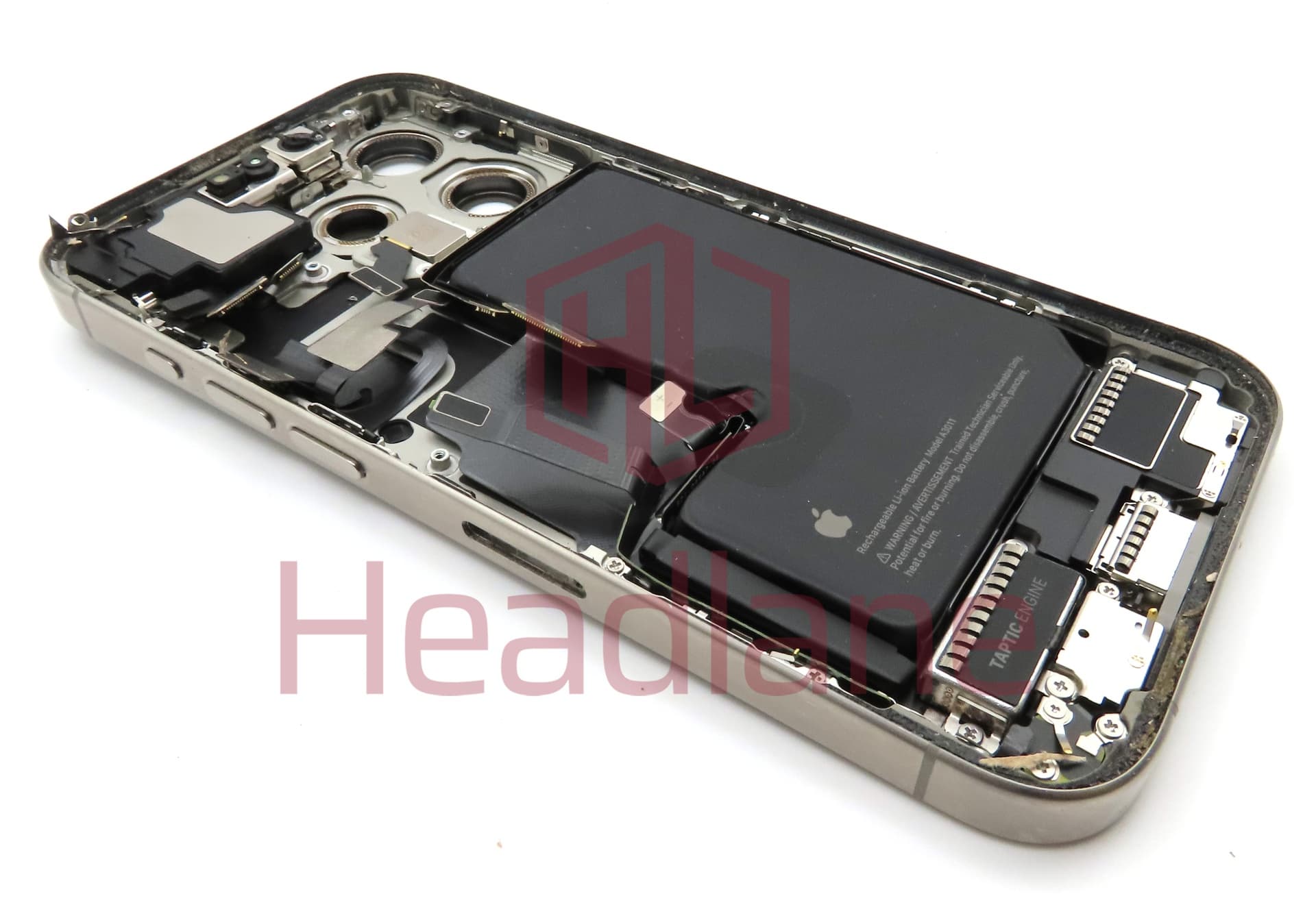 iPhone 15 Pro Back / Battery Cover + Small Parts - Natural Titanium (Pulled - Grade B) (No Camera) - view 2
