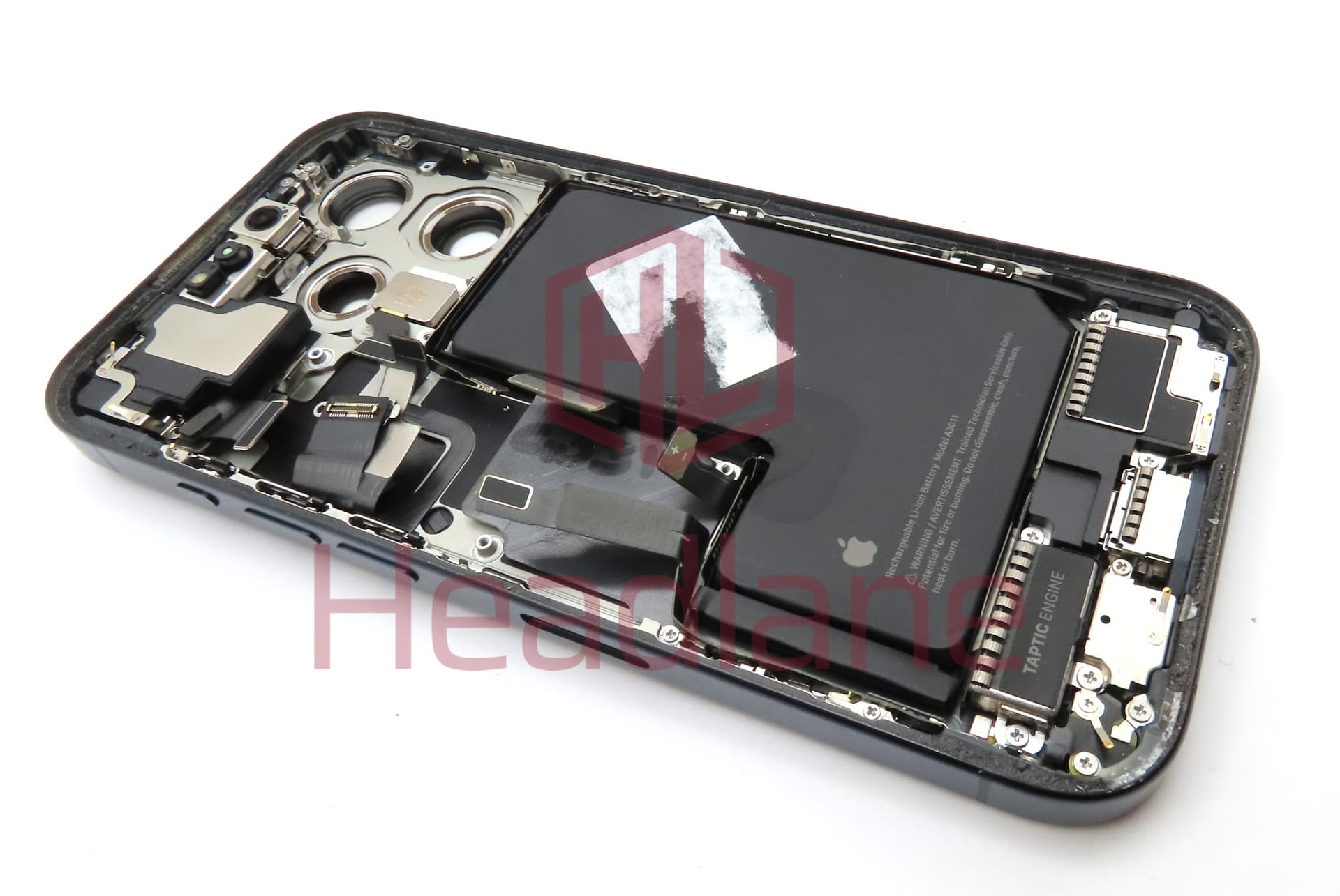iPhone 15 Pro Back / Battery Cover + Small Parts - Blue Titanium (Pulled - Grade A) (No Camera) - view 2