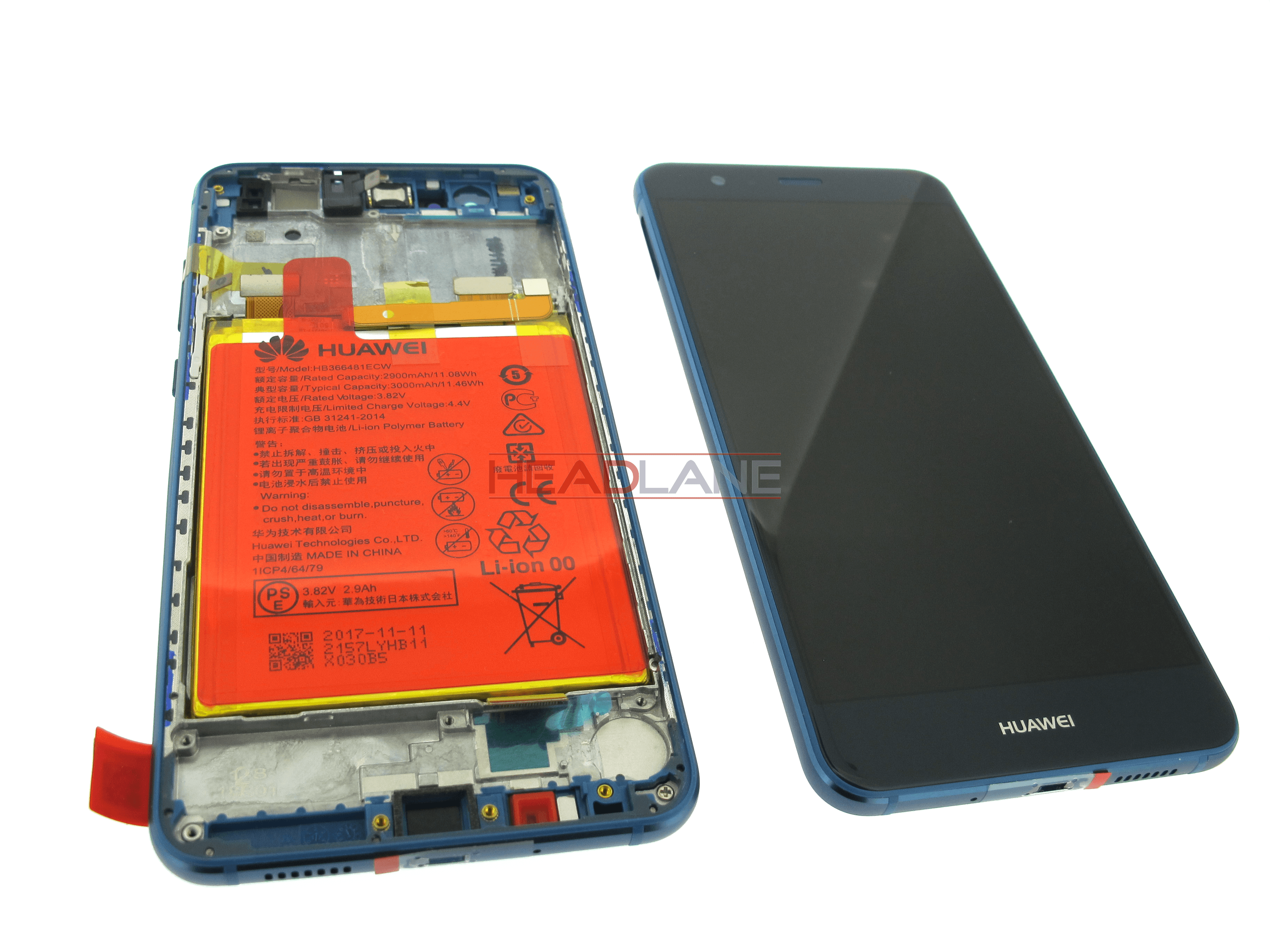 Huawei P10 Lite LCD Display / Screen + Touch + Battery Assembly - Blue - view 2