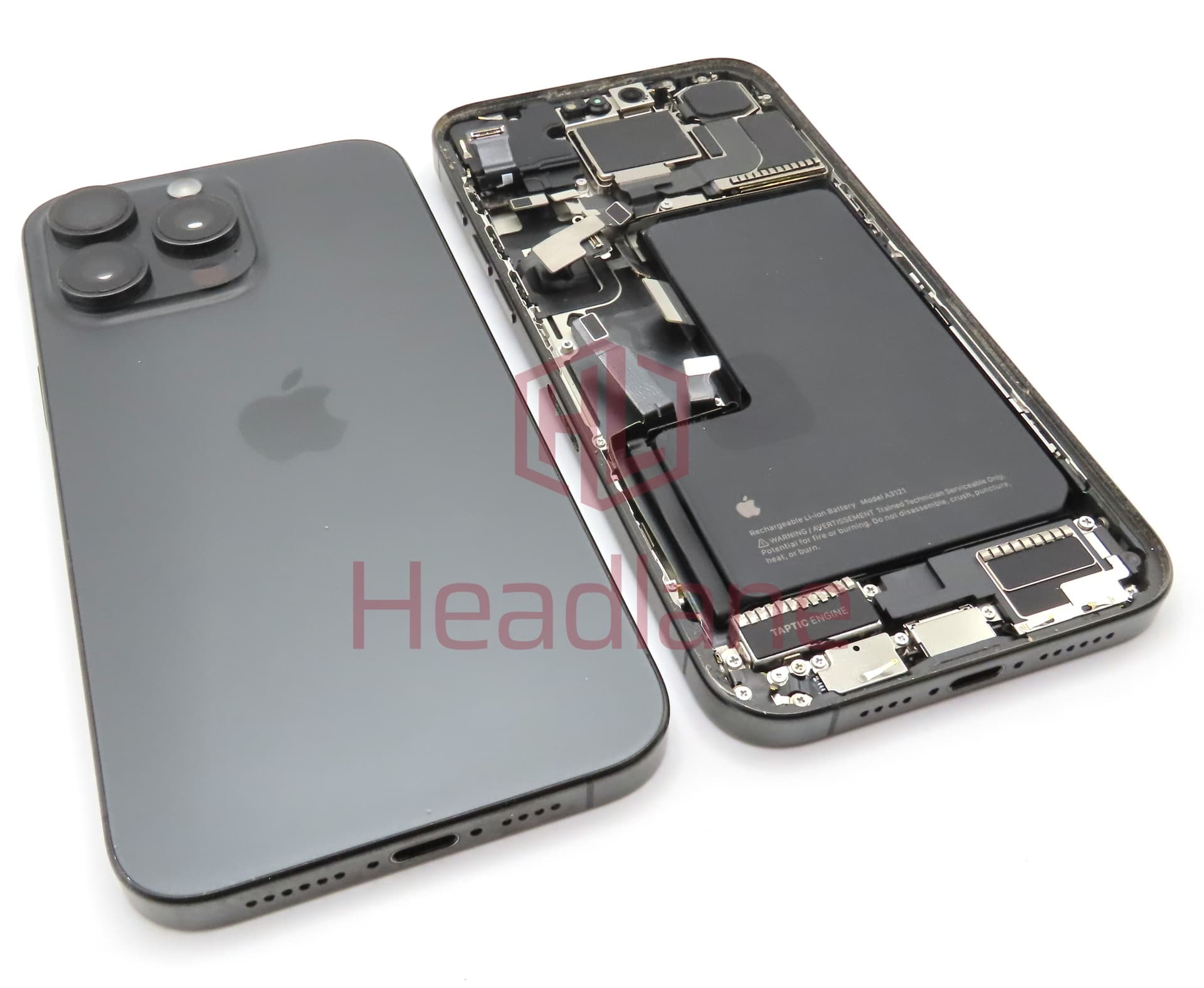 Apple iPhone 15 Pro Max Back / Battery Cover + Small Parts - Black Titanium (Pulled - Grade B) - view 3