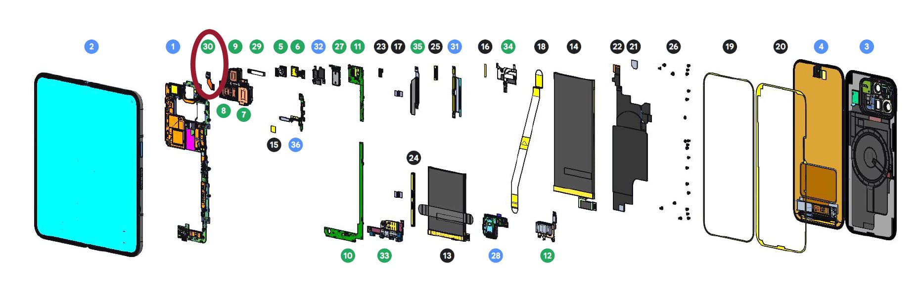 Google Pixel 10 Pro Fold IF Flex Cable - view 3