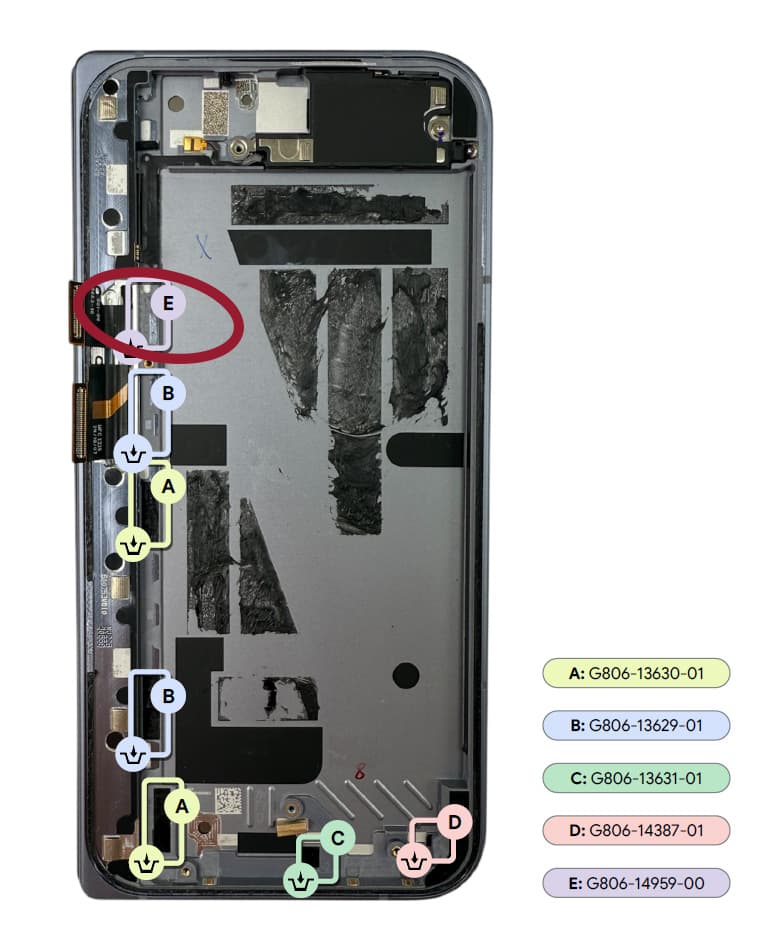 Google Pixel 10 Pro Fold Upper Board Adhesive / Sticker - view 2