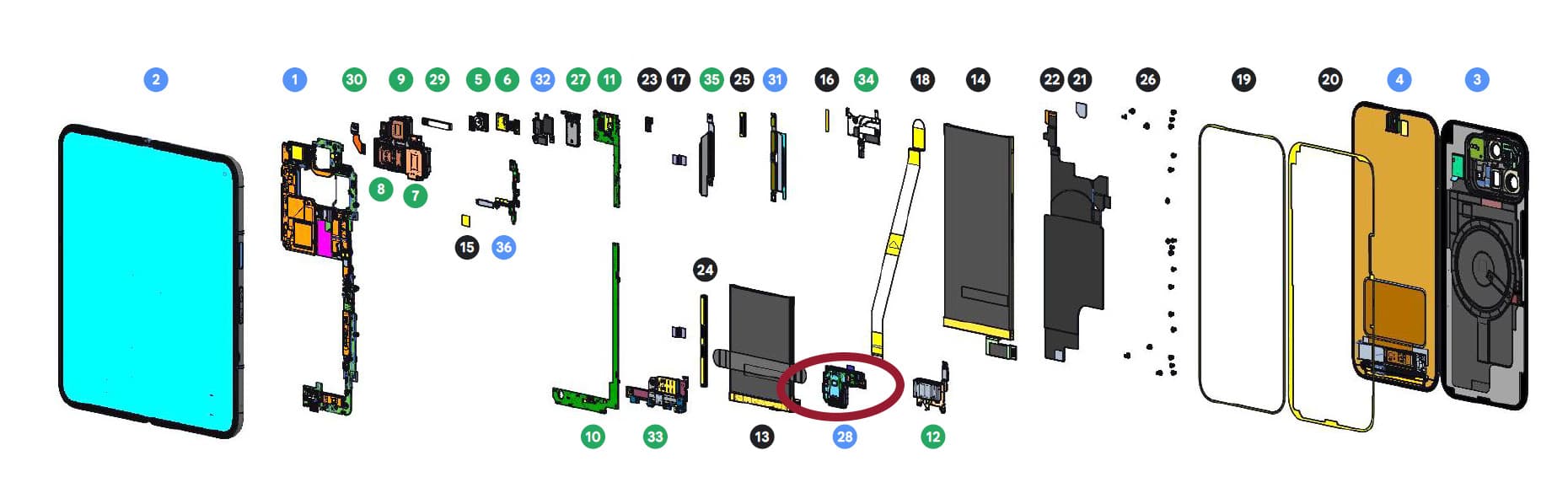 Google Pixel 10 Pro Fold Bottom Speaker Module - view 3