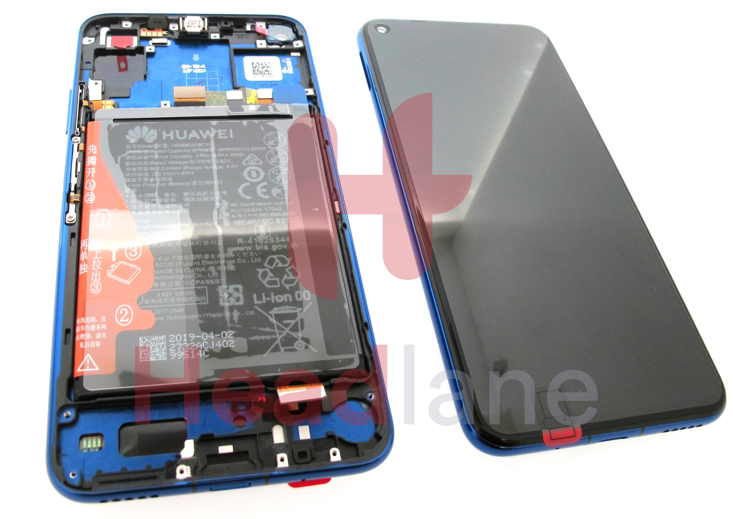 Huawei Honor 20 / Nova 5T LCD Display / Screen + Touch + Battery - Blue - view 2