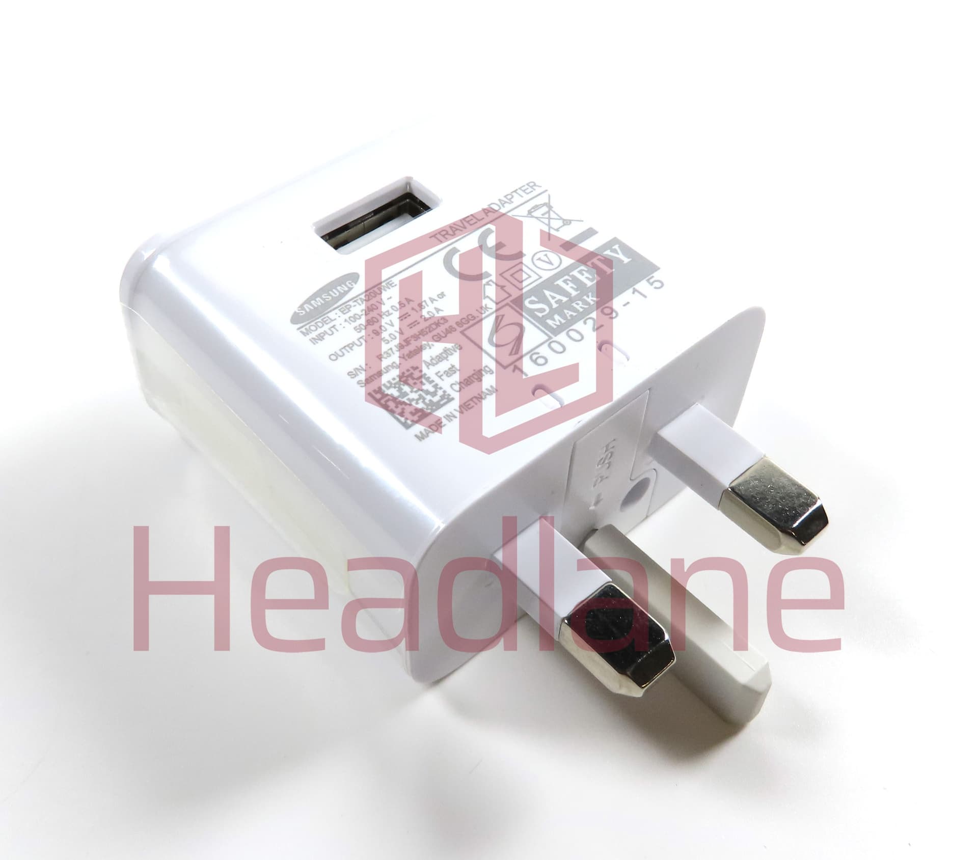 Samsung EP-TA20UWE USB-A Charger Head (UK 3 Pin) - White - view 2