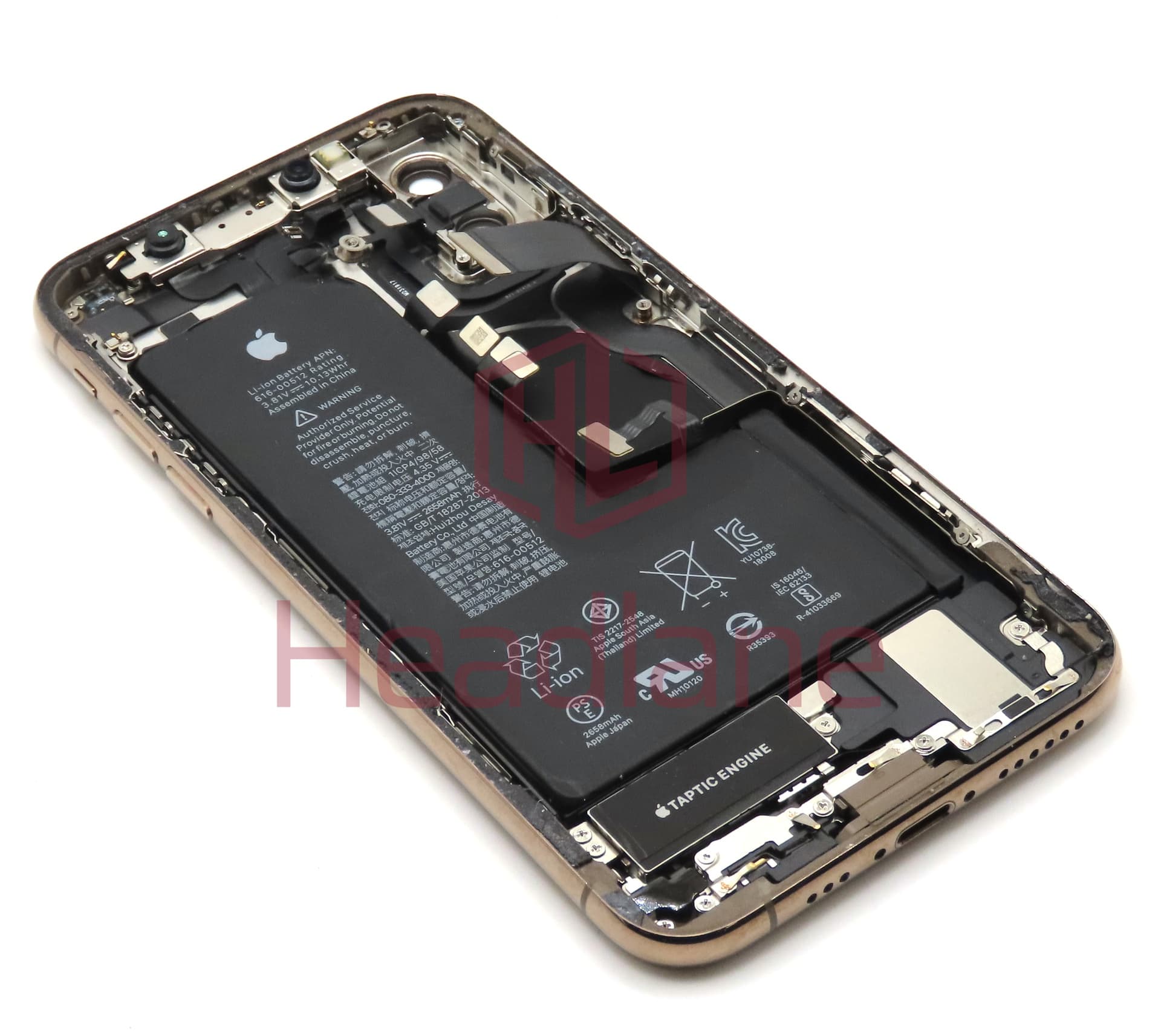 Apple iPhone XS Back / Battery Cover + Small Parts - Gold (Pulled - Grade B) (No Camera) - view 2