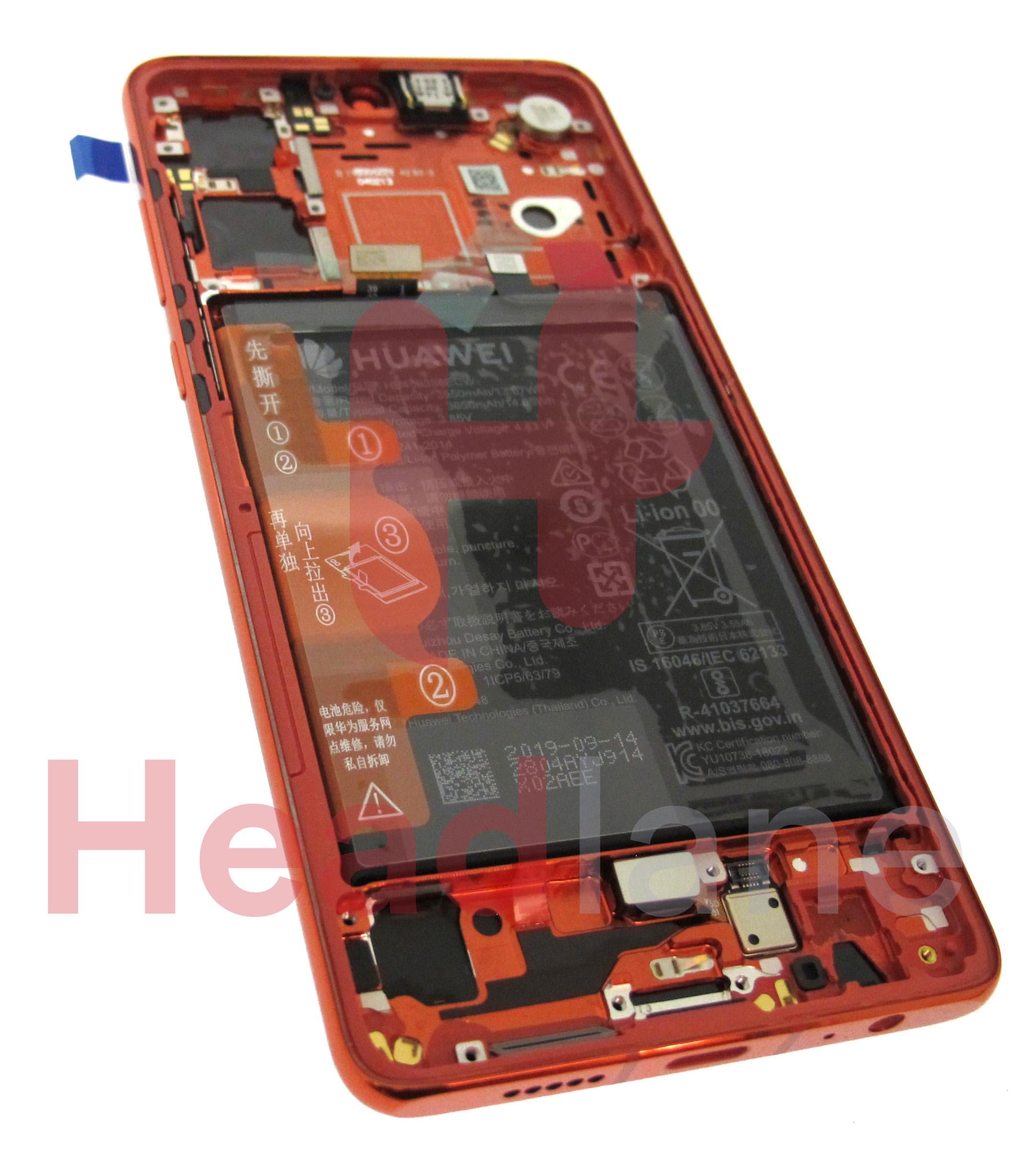 Huawei P30 LCD Display / Screen + Touch + Battery Assembly - Amber Sunrise - view 2