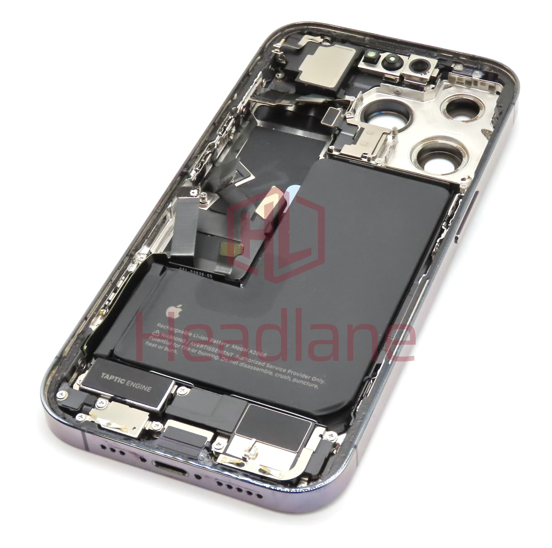 iPhone 14 Pro Back / Battery Cover + Small Parts - Purple (Pulled - Grade C) (No Camera) - view 2