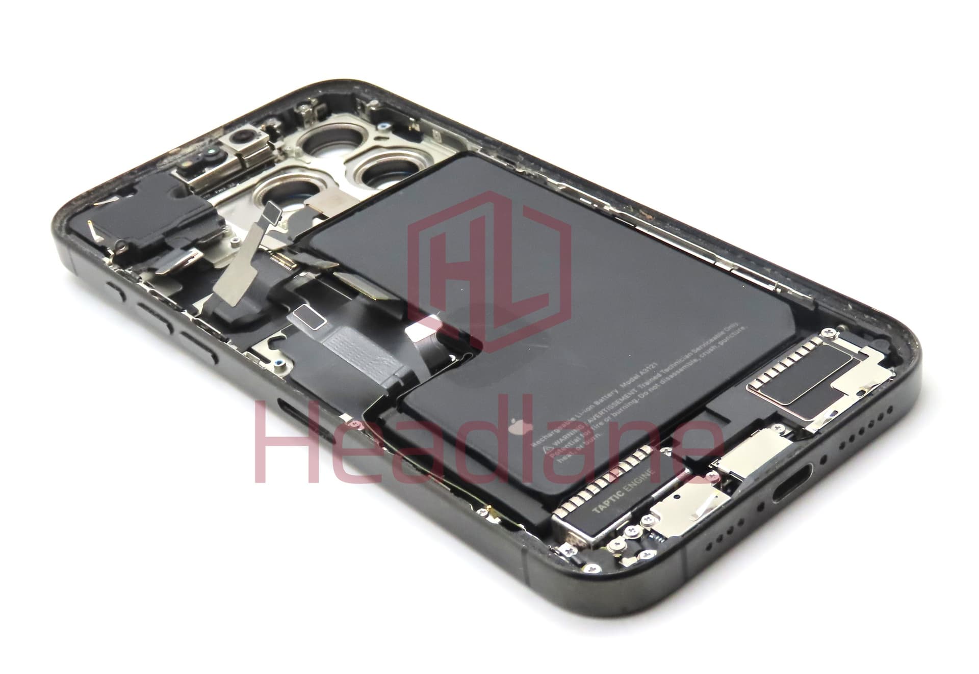 Apple iPhone 15 Pro Max Back / Battery Cover + Small Parts - Black Titanium (Pulled - Grade B) (No Camera) - view 2