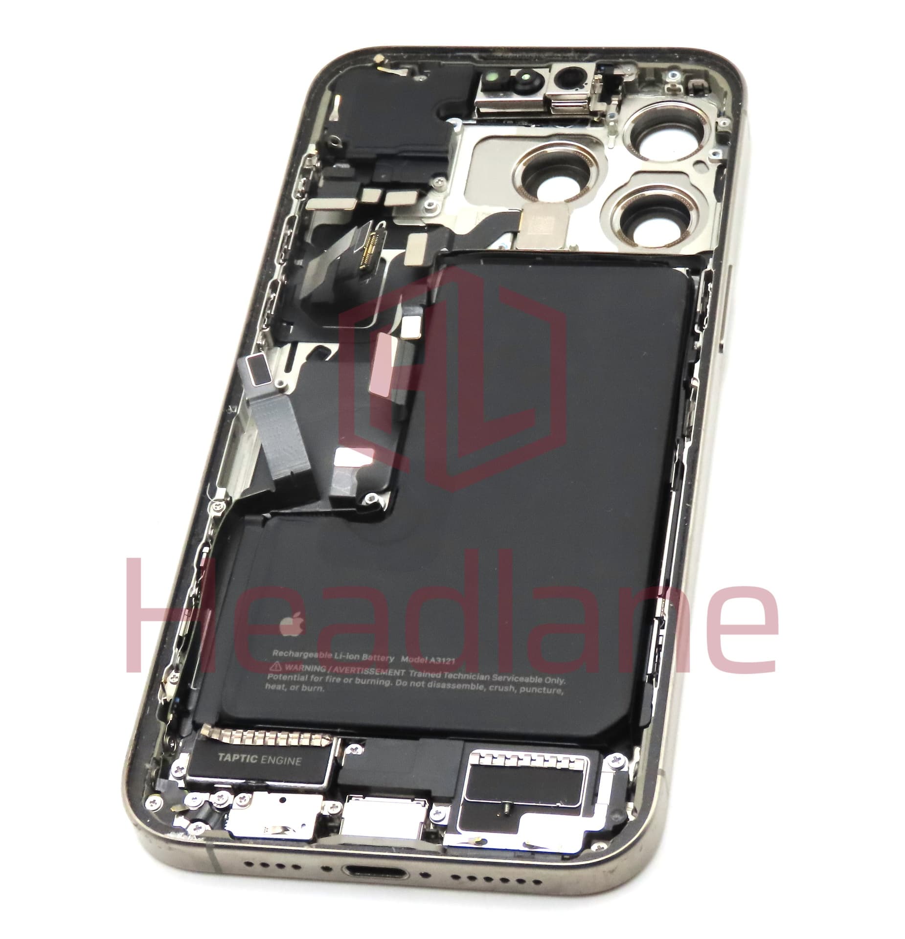 Apple iPhone 15 Pro Max Back / Battery Cover + Small Parts - Natural Titanium (Pulled - Grade C) (No Camera) - view 2