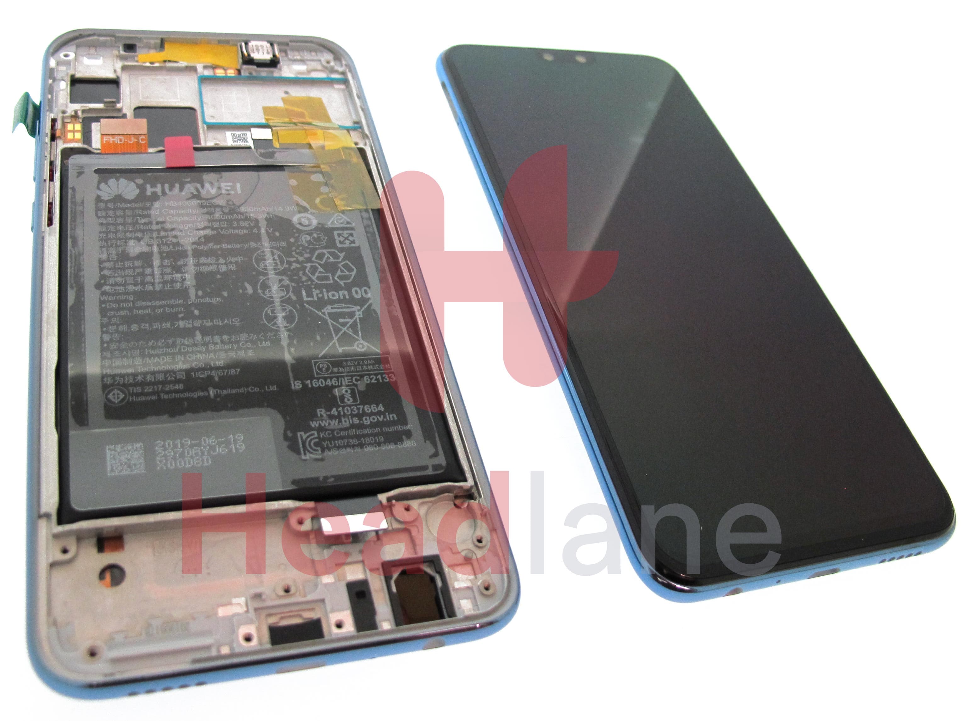 Huawei Y9 (2019) LCD Display / Screen + Touch + Battery - Aurora Purple - view 2