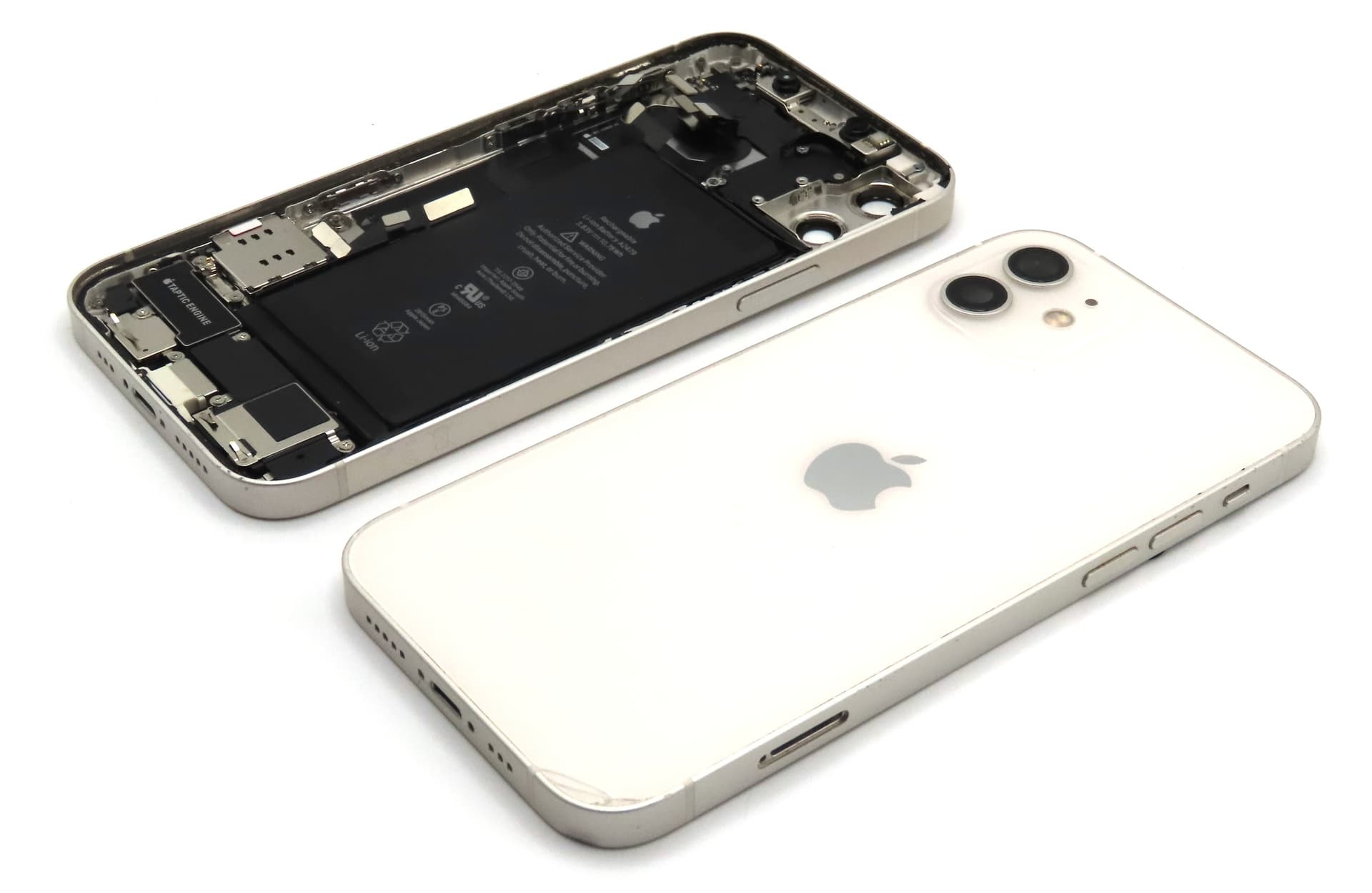 iPhone 12 Back / Battery Cover + Small Parts - White (Pulled - Grade C) (No Camera) - view 2