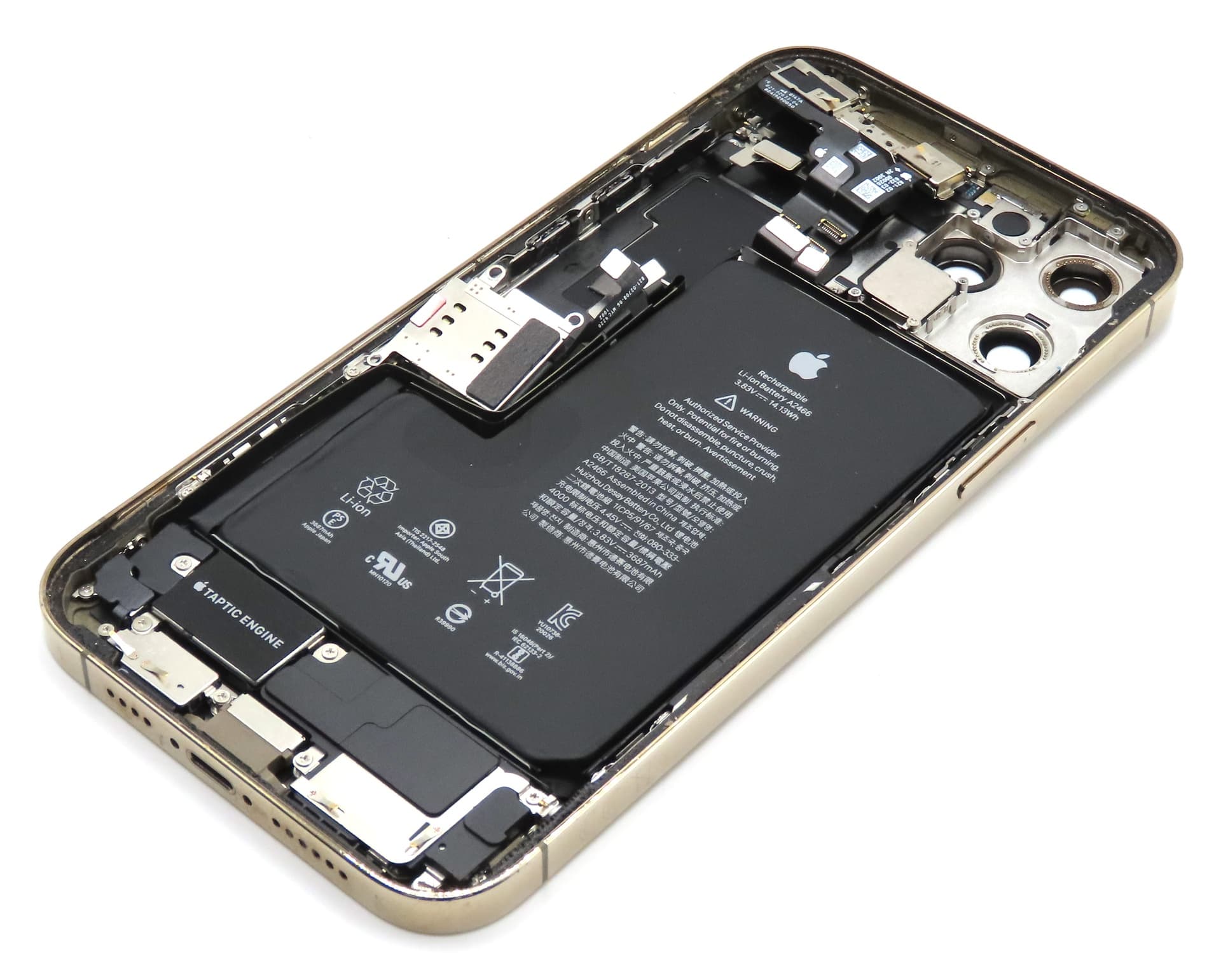 iPhone 12 Pro Max Back / Battery Cover + Small Parts - Gold (Pulled - Grade C) (No Camera) - view 2