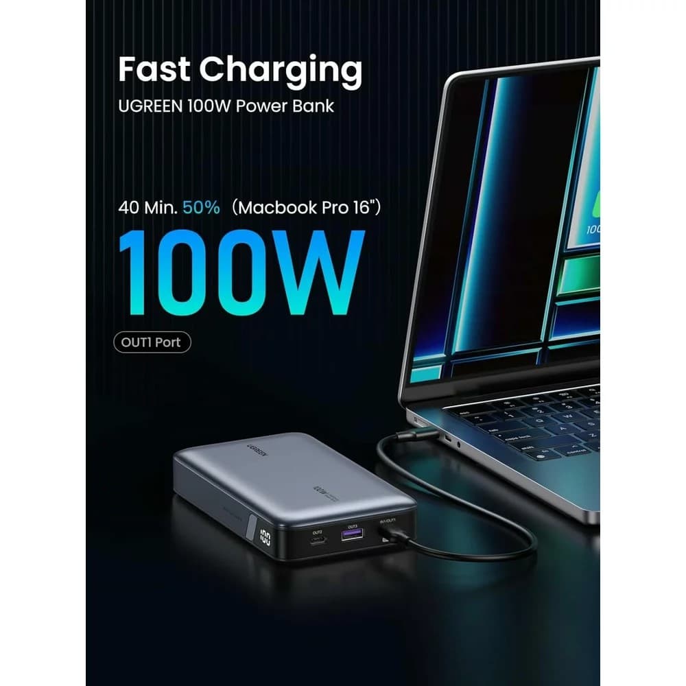UGREEN PB720 Nexode 20000mAh 100W QC + PD Powerbank - Grey - view 6