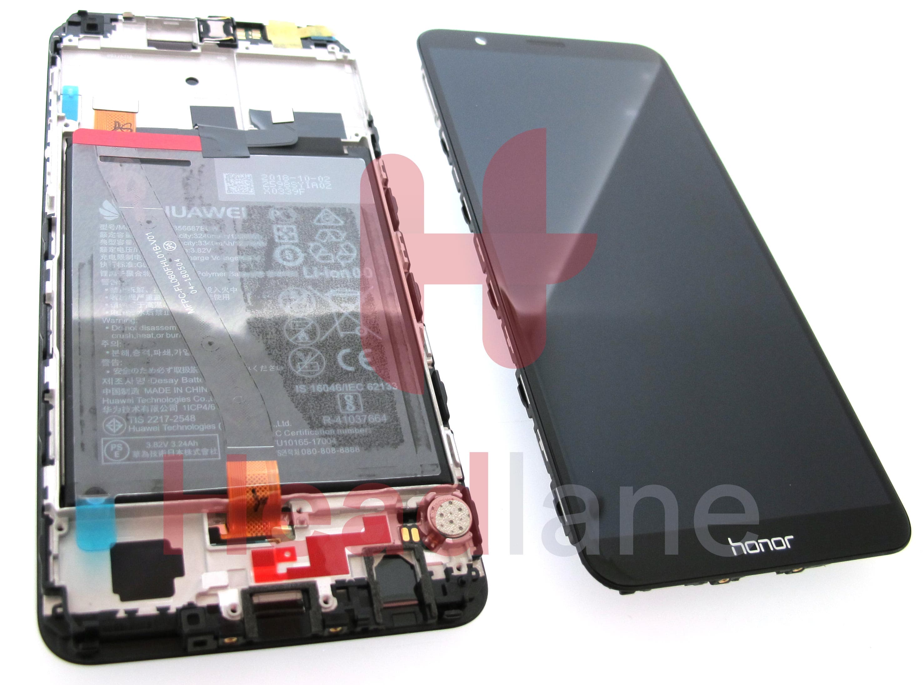 Huawei Honor 7X LCD Display / Screen + Touch + Battery - Black - view 2