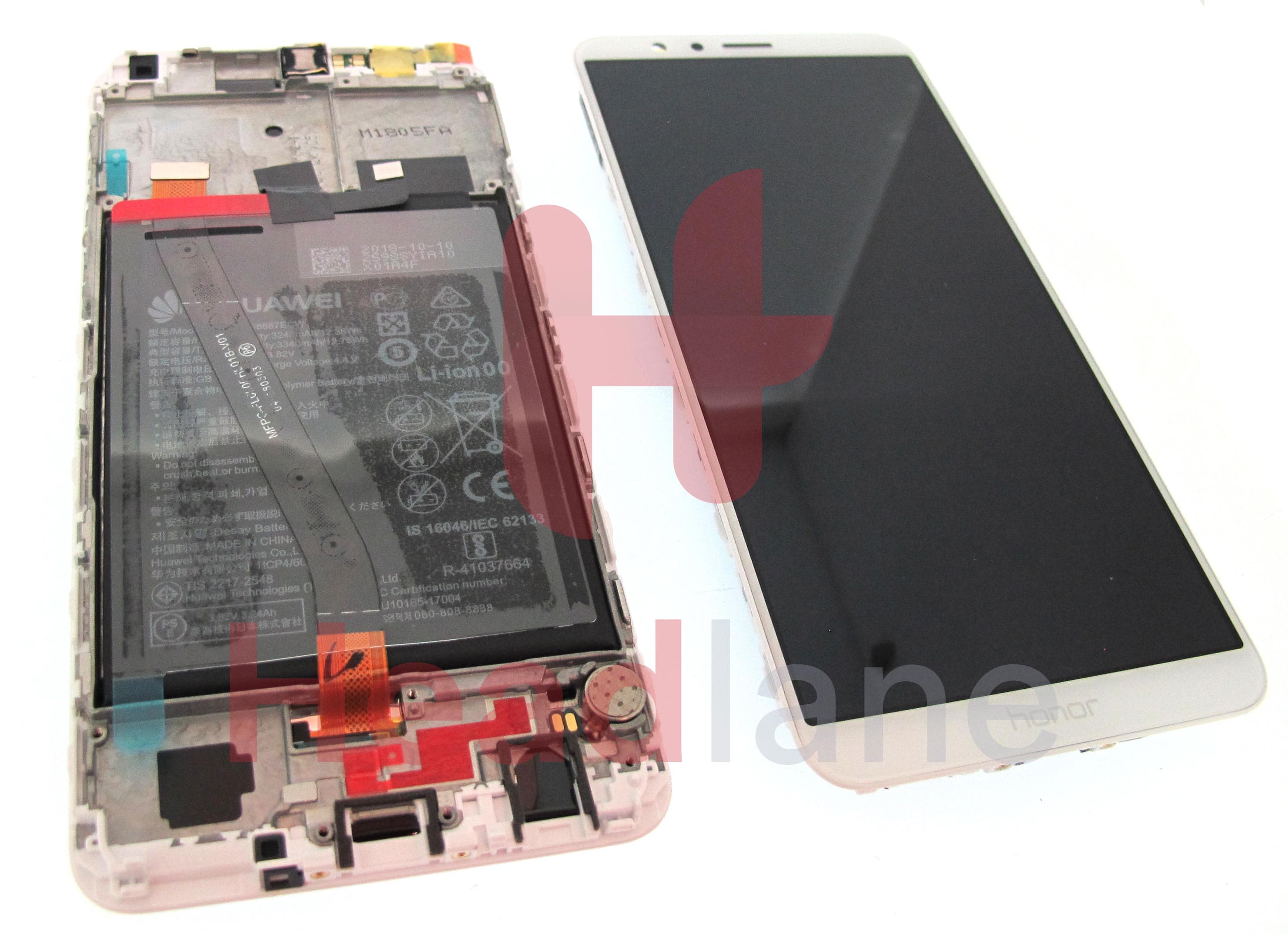 Huawei Honor 7X LCD Display / Screen + Touch + Battery - White - view 2