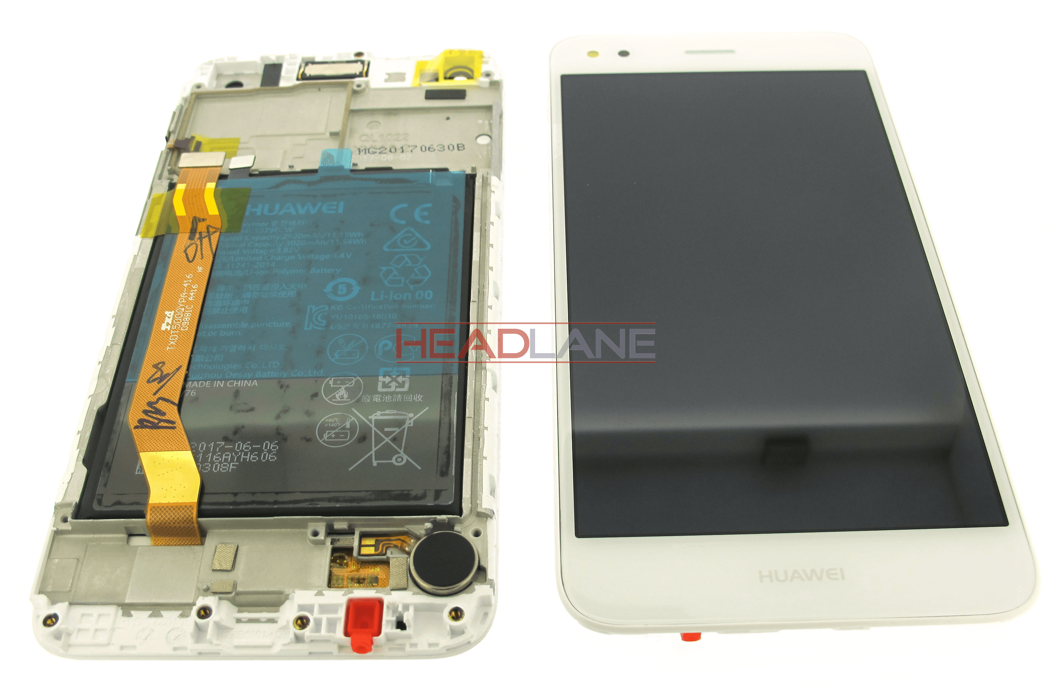 Huawei P9 Lite Mini Y6 Pro Nova Lite 2017 LCD/Touch + Battery Assembly - White - view 2