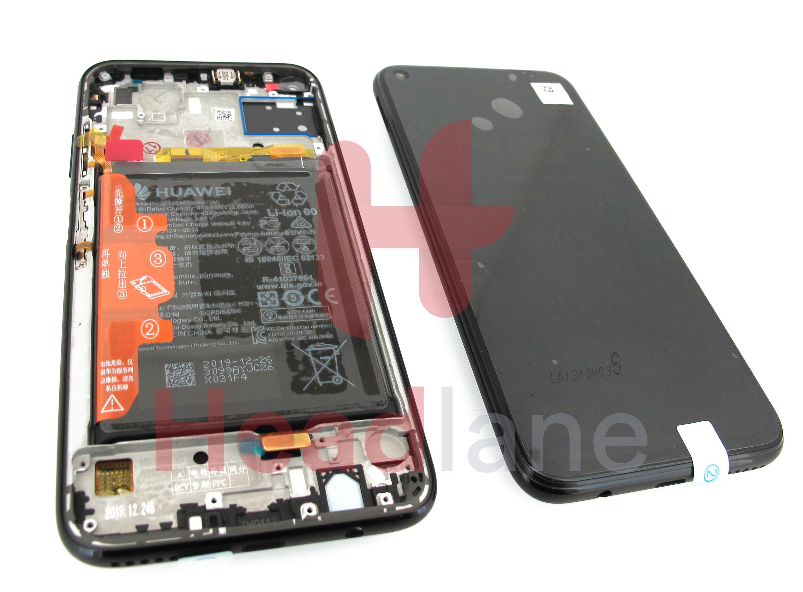 Huawei P40 Lite LCD Display / Screen + Touch + Battery Assembly - Midnight Black - view 2